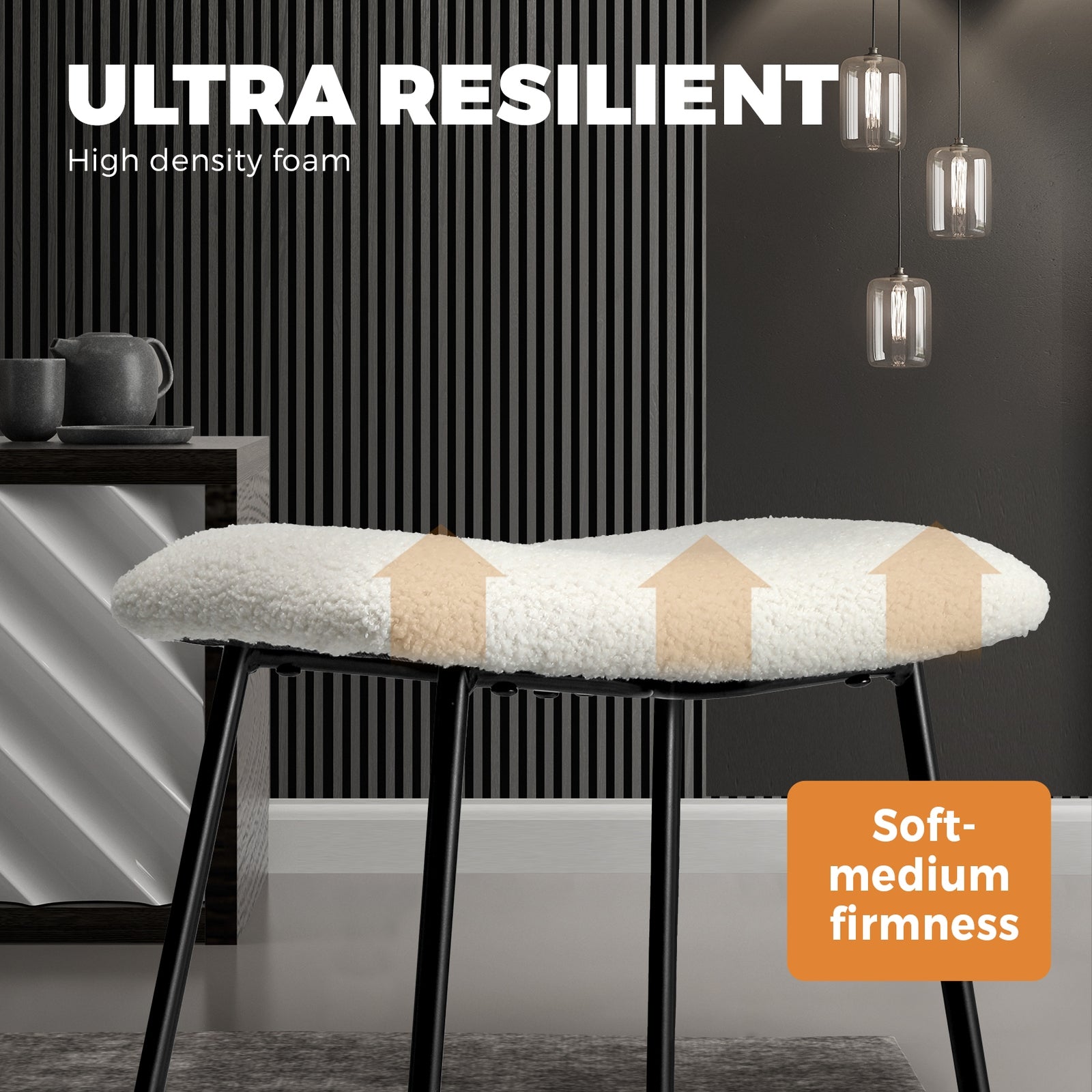 Oikiture Bar Stools Kitchen Metal Stool Chairs Dining Chair Exclusive White x2 - Sunyee