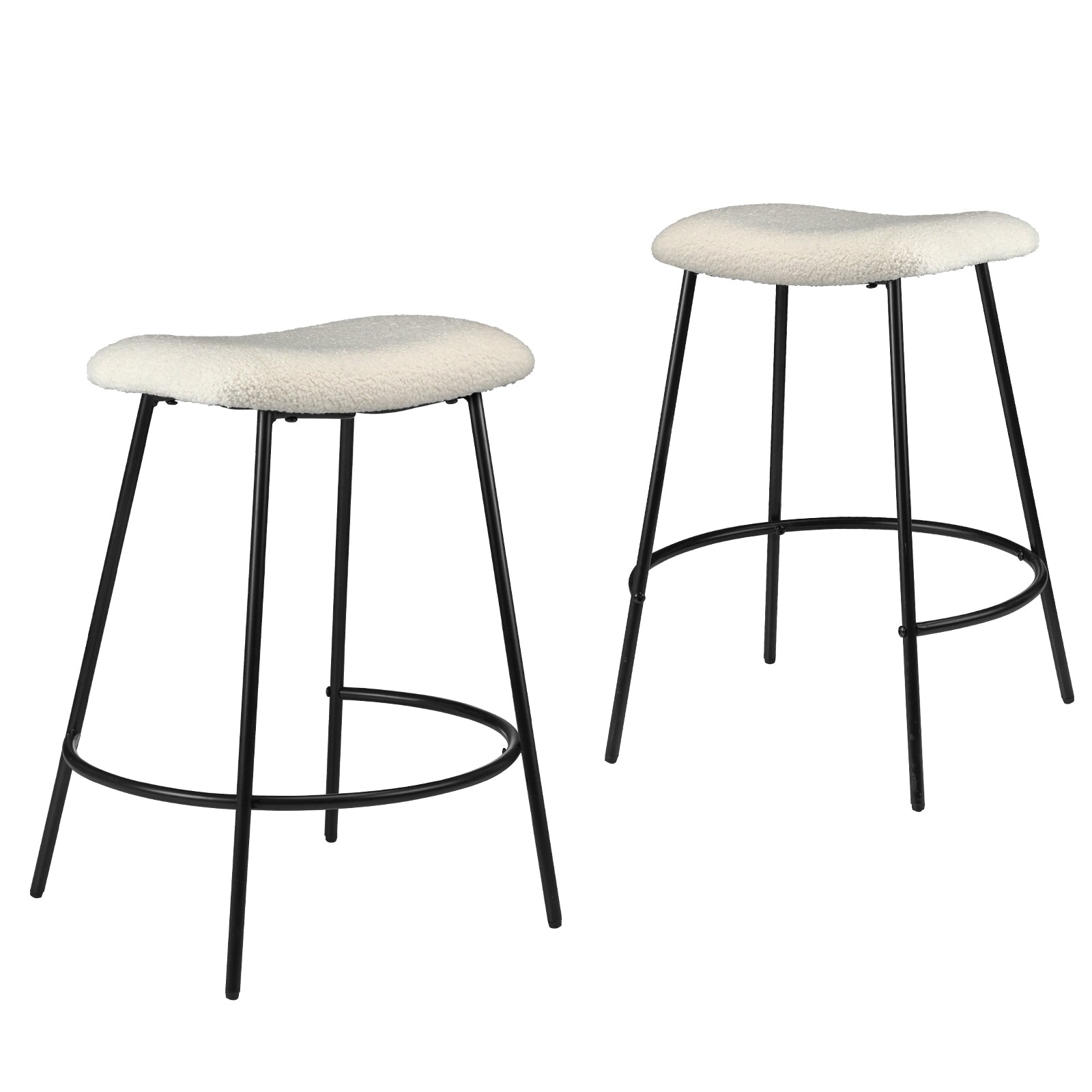 Oikiture Bar Stools Kitchen Metal Stool Chairs Dining Chair Exclusive White x2 - Sunyee