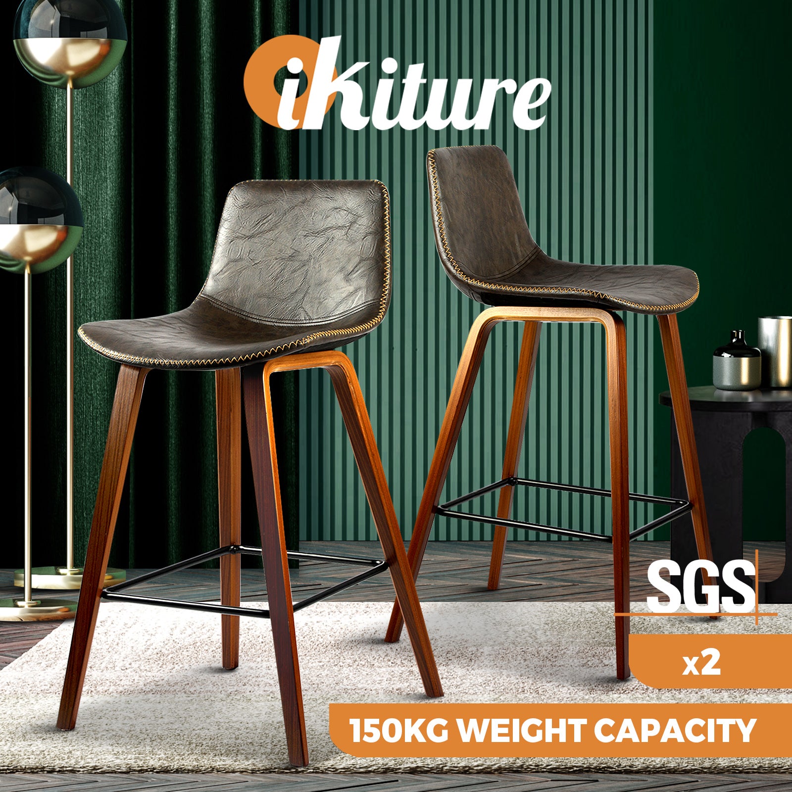 Oikiture Bar Stools Kitchen Stool Bar Chairs Metal Barstool Dining Chair Swivel - Sunyee