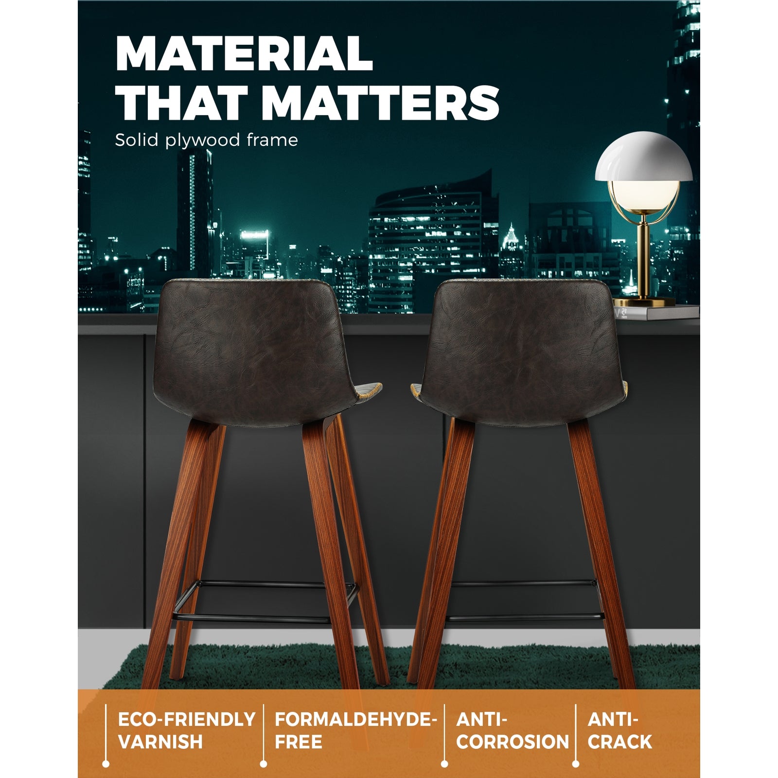 2x Oikiture Wooden Bar Stools Vintage Chair Kitchen Dining Chairs Retro Coffee - Sunyee