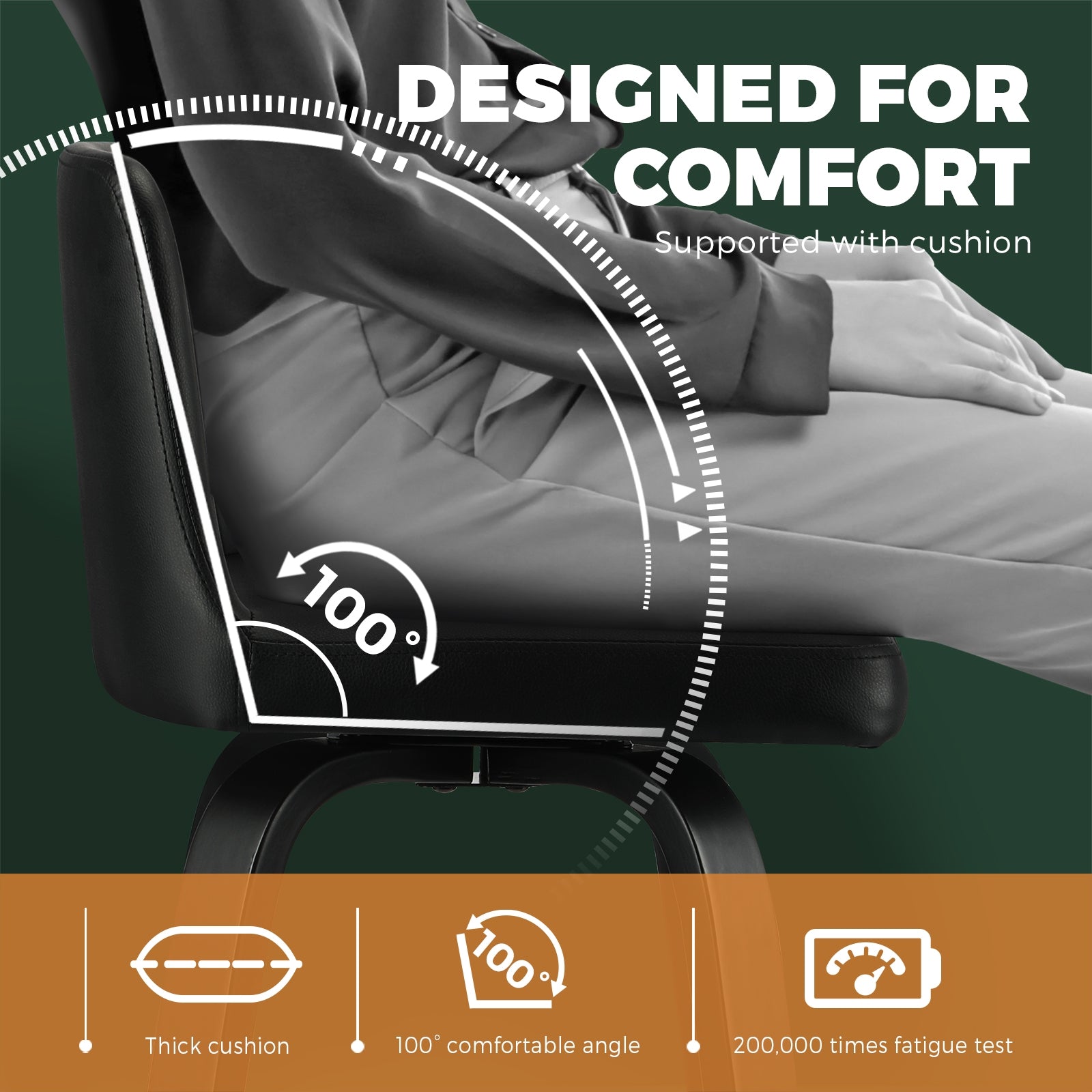 Oikiture 2x Bar Stool Swivel Kitchen Wooden Dining Chair Barstools PU Leather Black - Sunyee