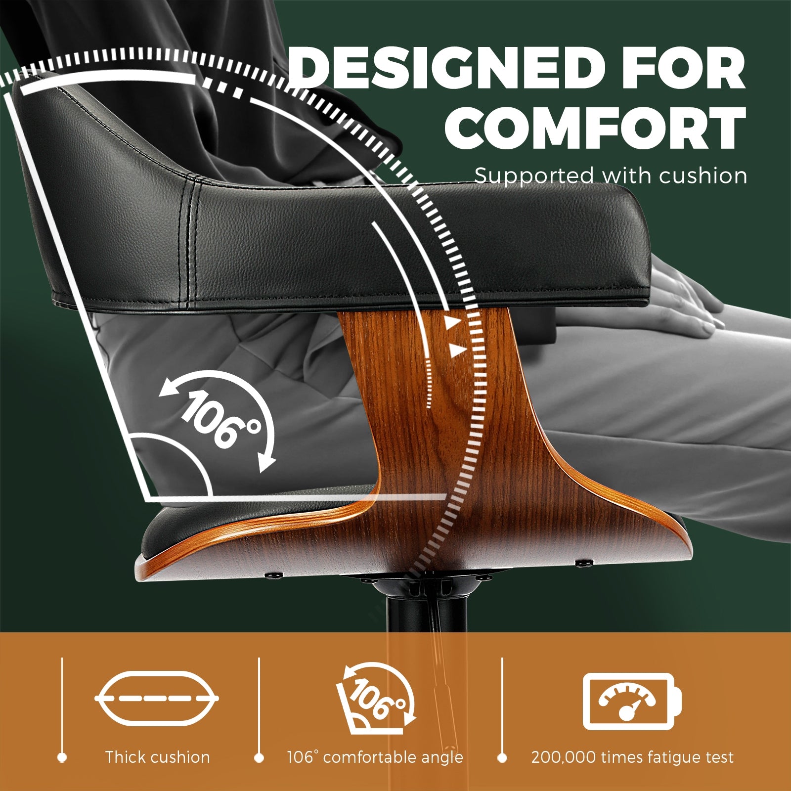 2x Oikiture Wooden Bar Stools Kitchen Swivel Chairs Bar Stool PU Leather Black - Sunyee