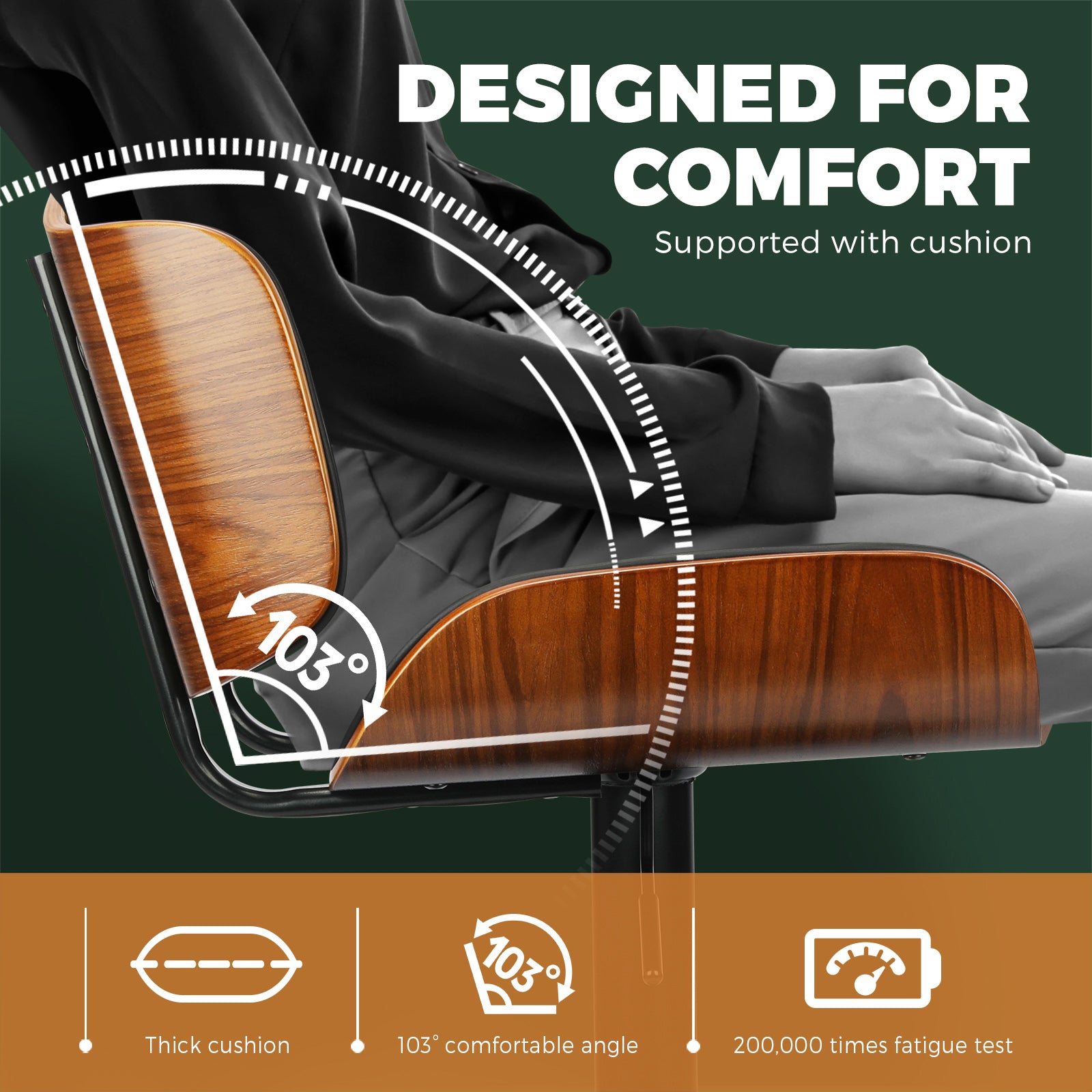 Oikiture Bar Stools Swivel Chair Kitchen Gas Lift Wooden Chairs PU Leather x1 - Sunyee