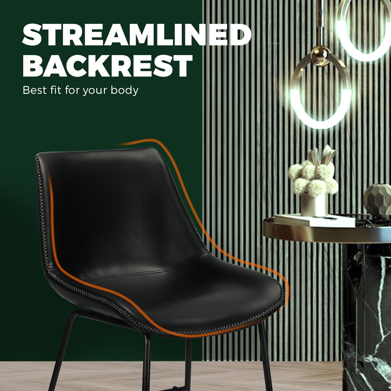 2x Oikiture Bar Stools Metal Bar Stool Kitchen Dining Chairs PU Leather Black - Sunyee