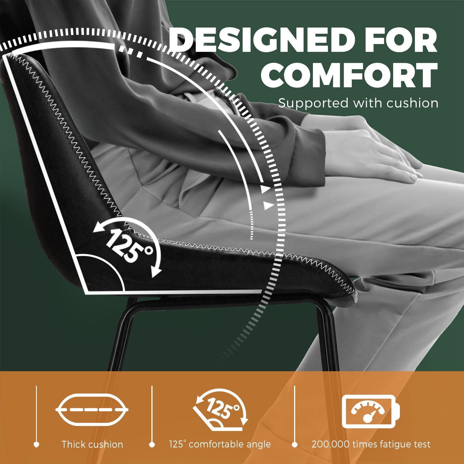 2x Oikiture Bar Stools Metal Bar Stool Kitchen Dining Chairs PU Leather Black - Sunyee