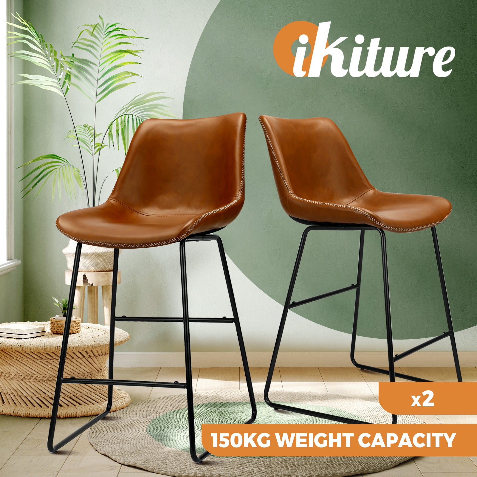 Oikiture Bar Stools Kitchen Stool Bar Chairs Metal Barstool Dining Chair Swivel - Sunyee