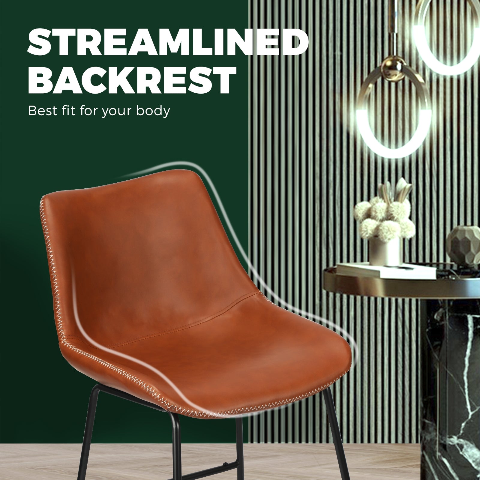 2X Oikiture Bar Stools Metal Bar Stool Kitchen Dining Chairs PU Leather Brown - Sunyee