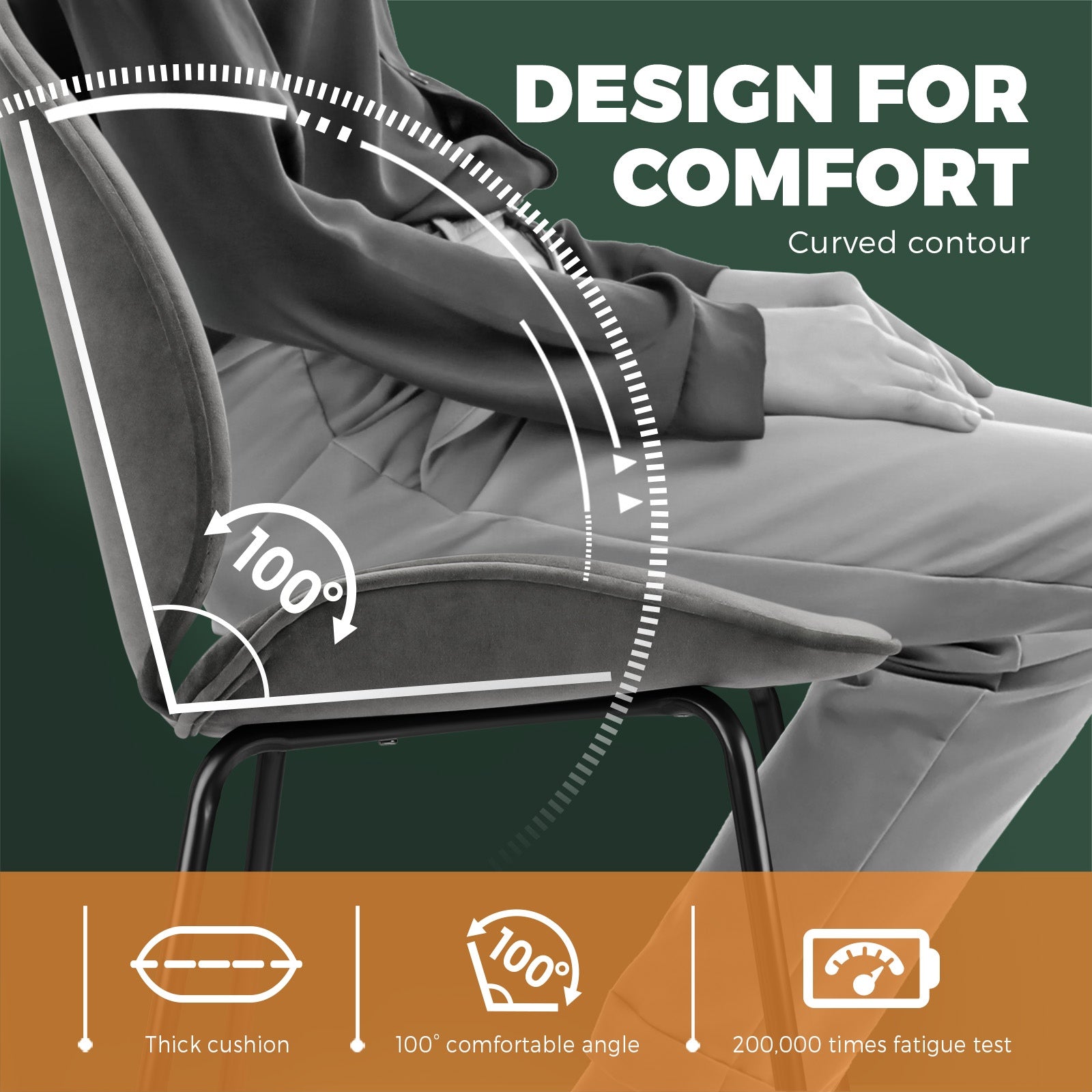 Oikiture Bar Stools Kitchen Stool Chairs Barstool Dining Chair Velvet Metal Grey - Sunyee