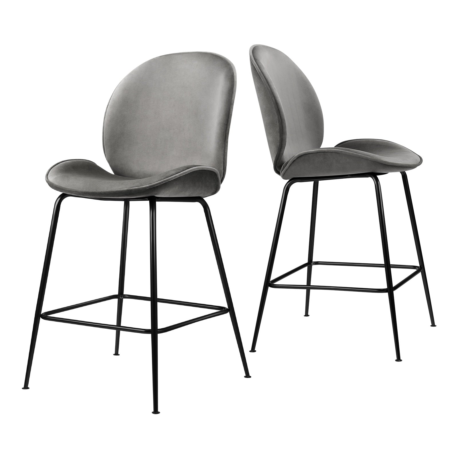 Oikiture Bar Stools Kitchen Stool Chairs Barstool Dining Chair Velvet Metal Grey - Sunyee