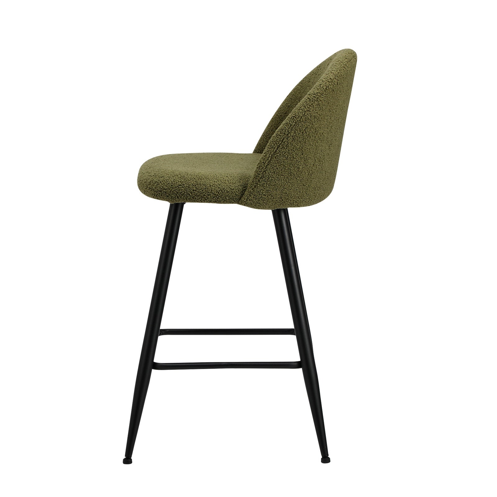 Oikiture 2x Bar Stools Kitchen Dining Chairs Counter Stool Green Boucle Padded - Sunyee
