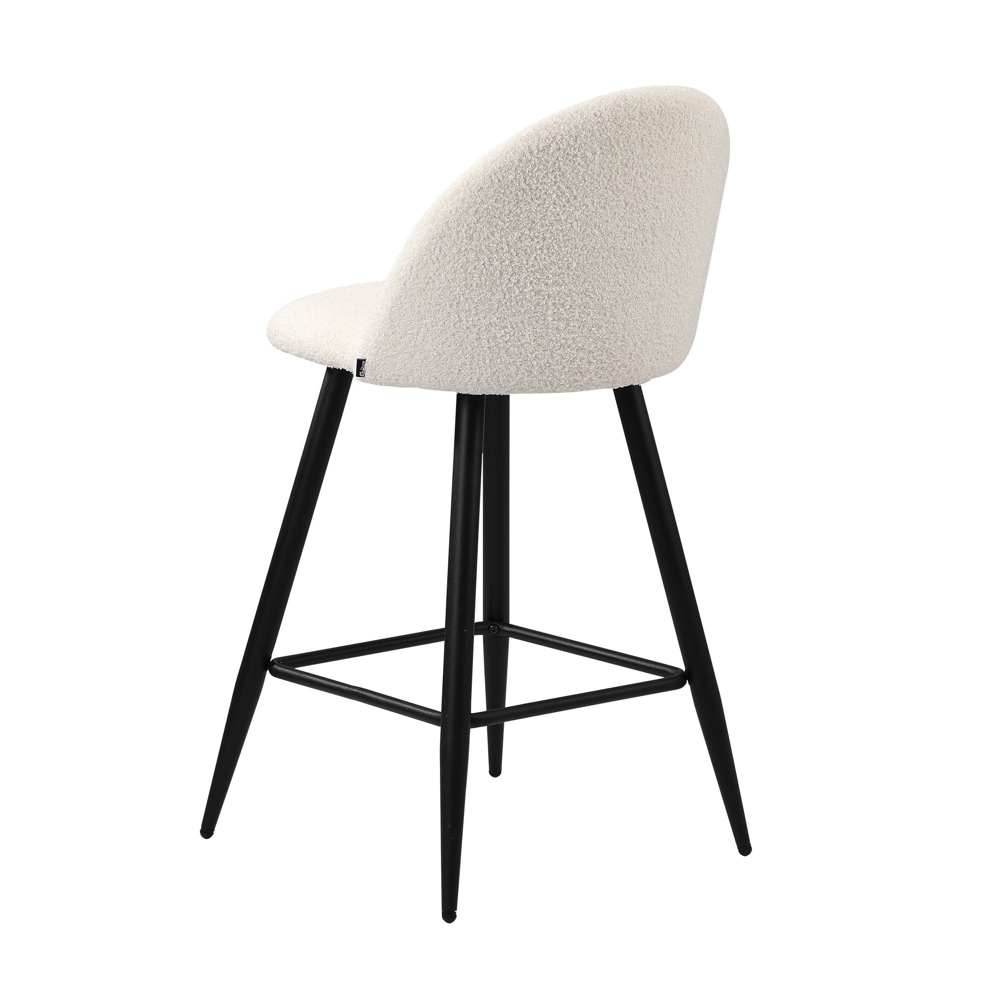 Oikiture 2x Bar Stools Kitchen Dining Chairs Counter Stool White Boucle Padded - Sunyee