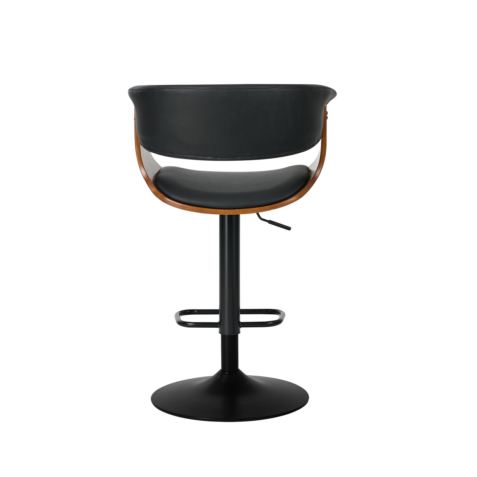 Oikiture 4x Bar Stools Gas Lift Counter Stool Armrest Leather Black
