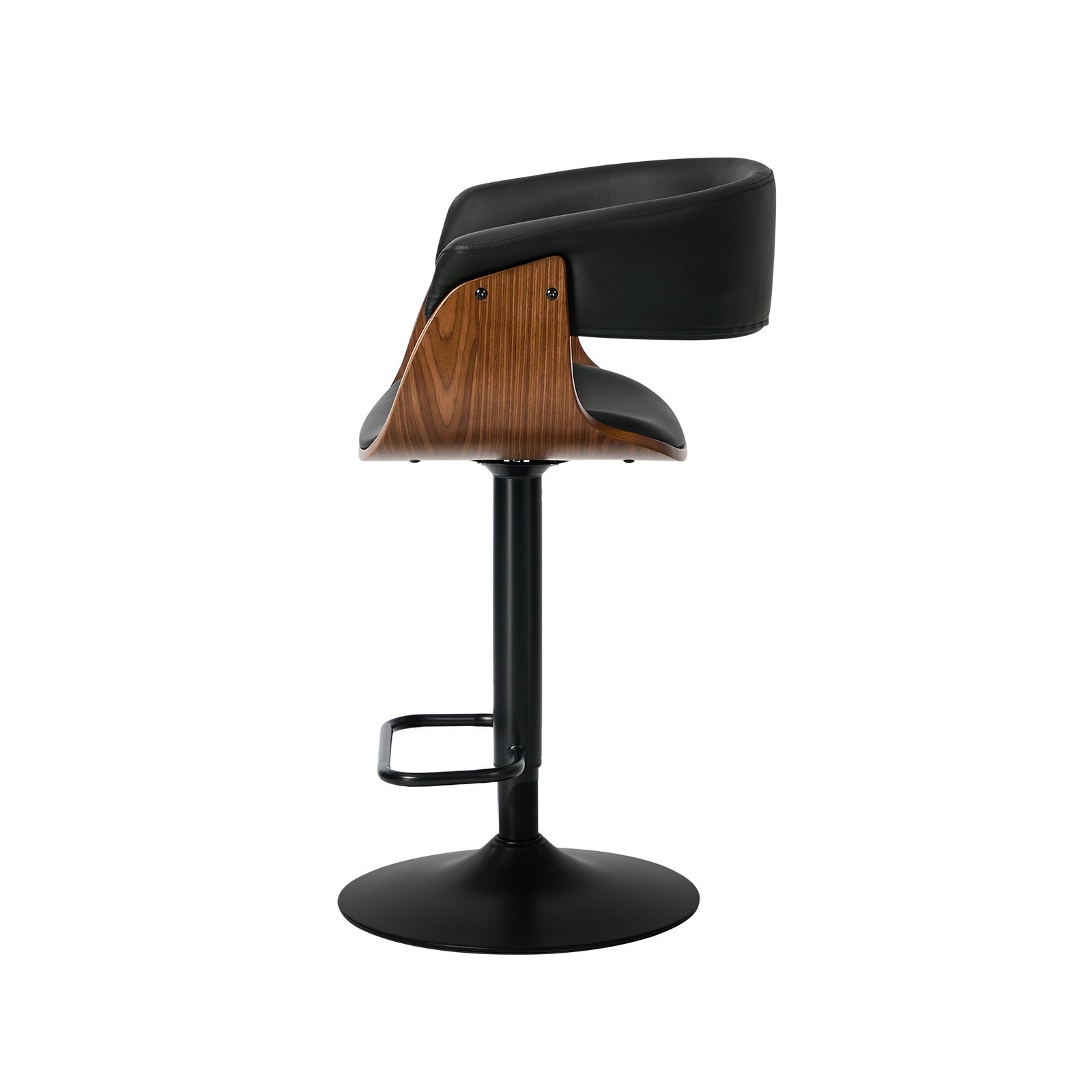 Oikiture 4x Bar Stools Gas Lift Counter Stool Armrest Leather Black