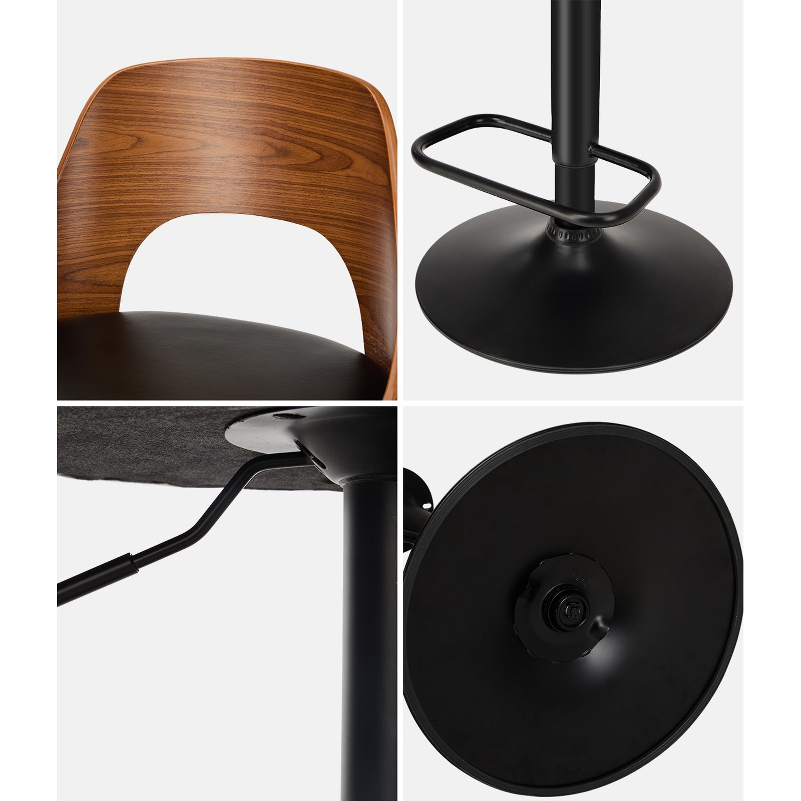 Oikiture Bar Stools Swivel Counter Stool Kitchen Gas Lift Chair Leather Set of 4 - Sunyee