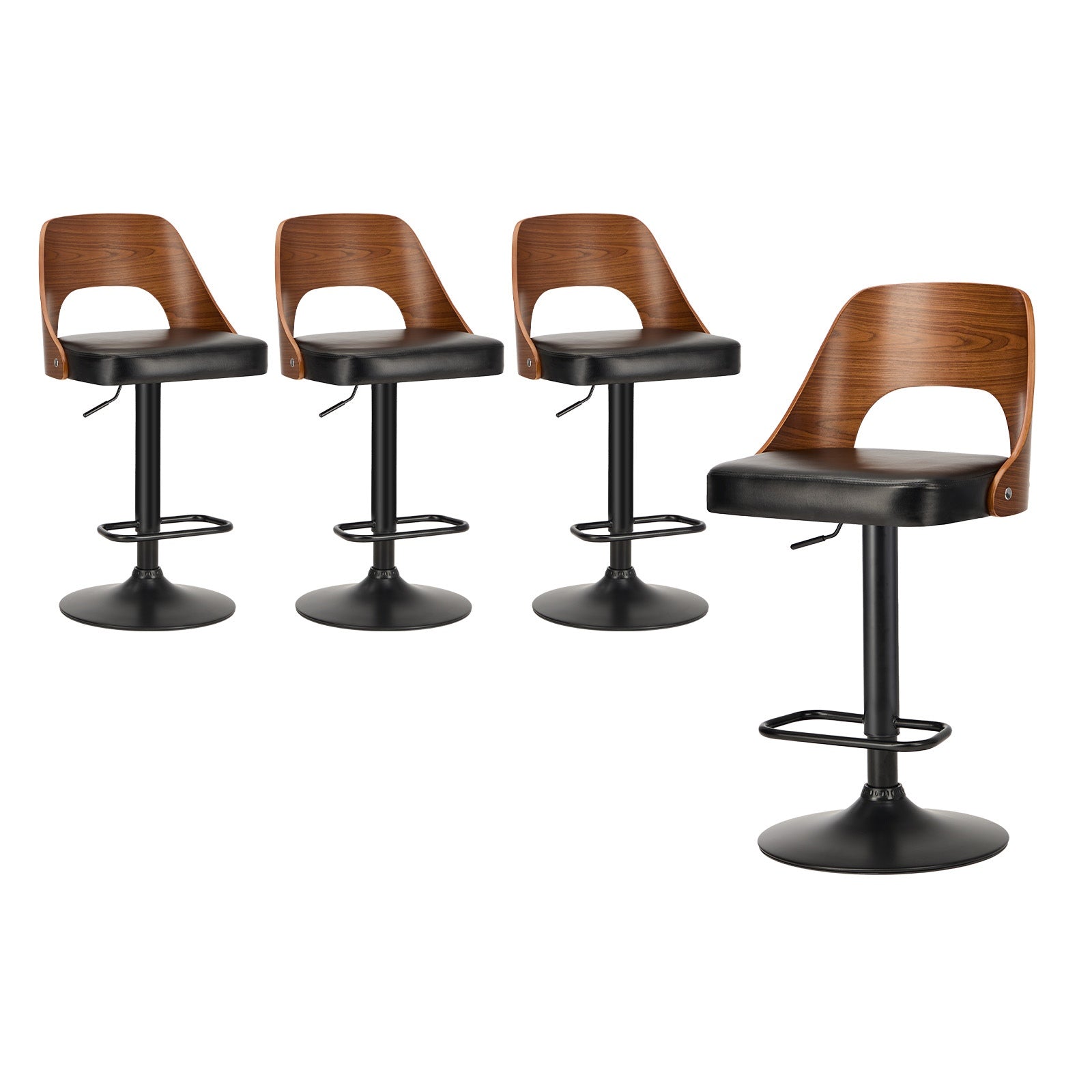Oikiture Bar Stools Swivel Counter Stool Kitchen Gas Lift Chair Leather Set of 4 - Sunyee