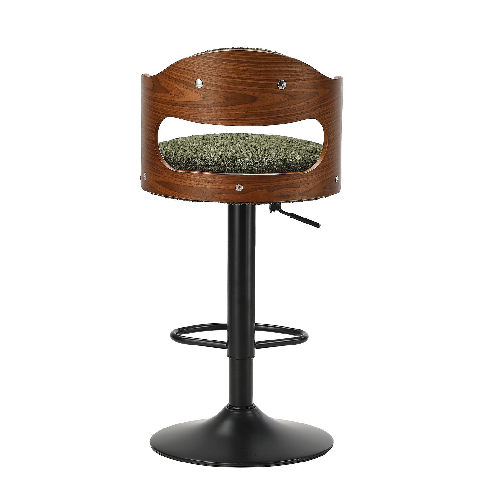 Oikiture 2x Bar Stools Swivel Kitchen Bar Chairs Gas Lift Stools Green Boucle - Sunyee