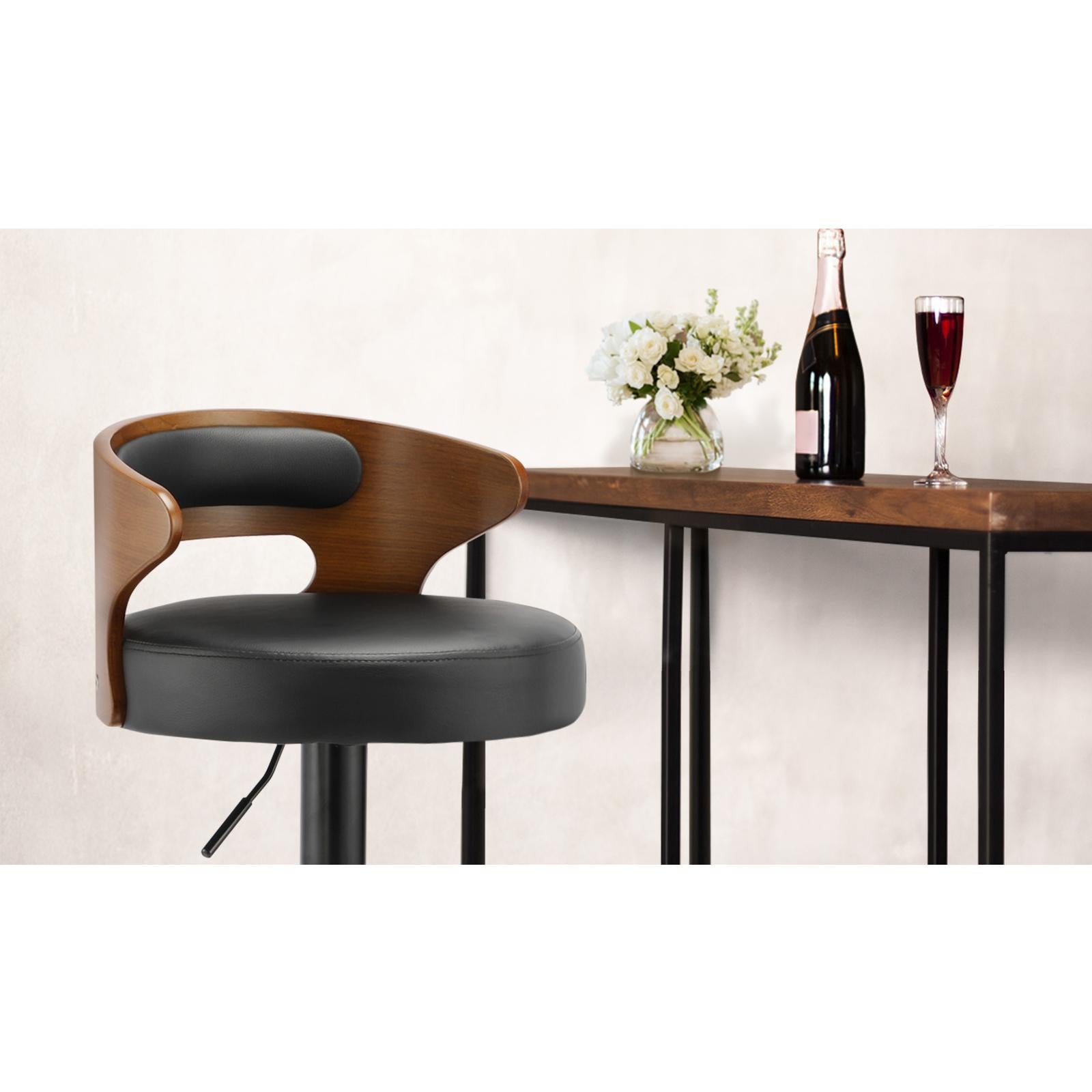 Oikiture 4x Bar Stools Kitchen Gas Lift Swivel Chairs Stool Wooden Barstool - Sunyee