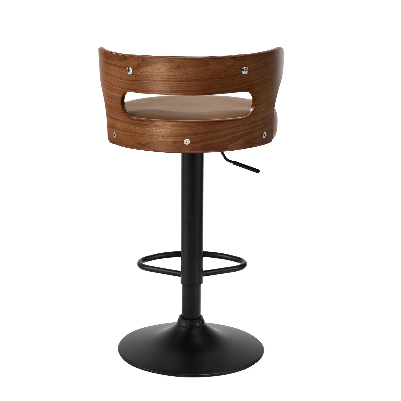 Oikiture 4x Bar Stools Kitchen Gas Lift Swivel Chairs Stool Wooden Leather Camel