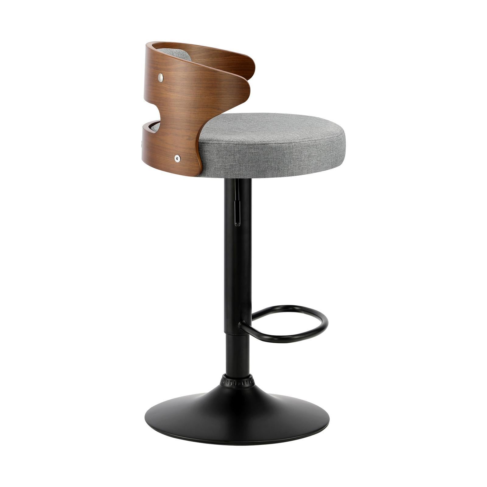 Oikiture 4x Bar Stools Kitchen Gas Lift Swivel Chairs Stool Wooden Barstool Grey - Sunyee