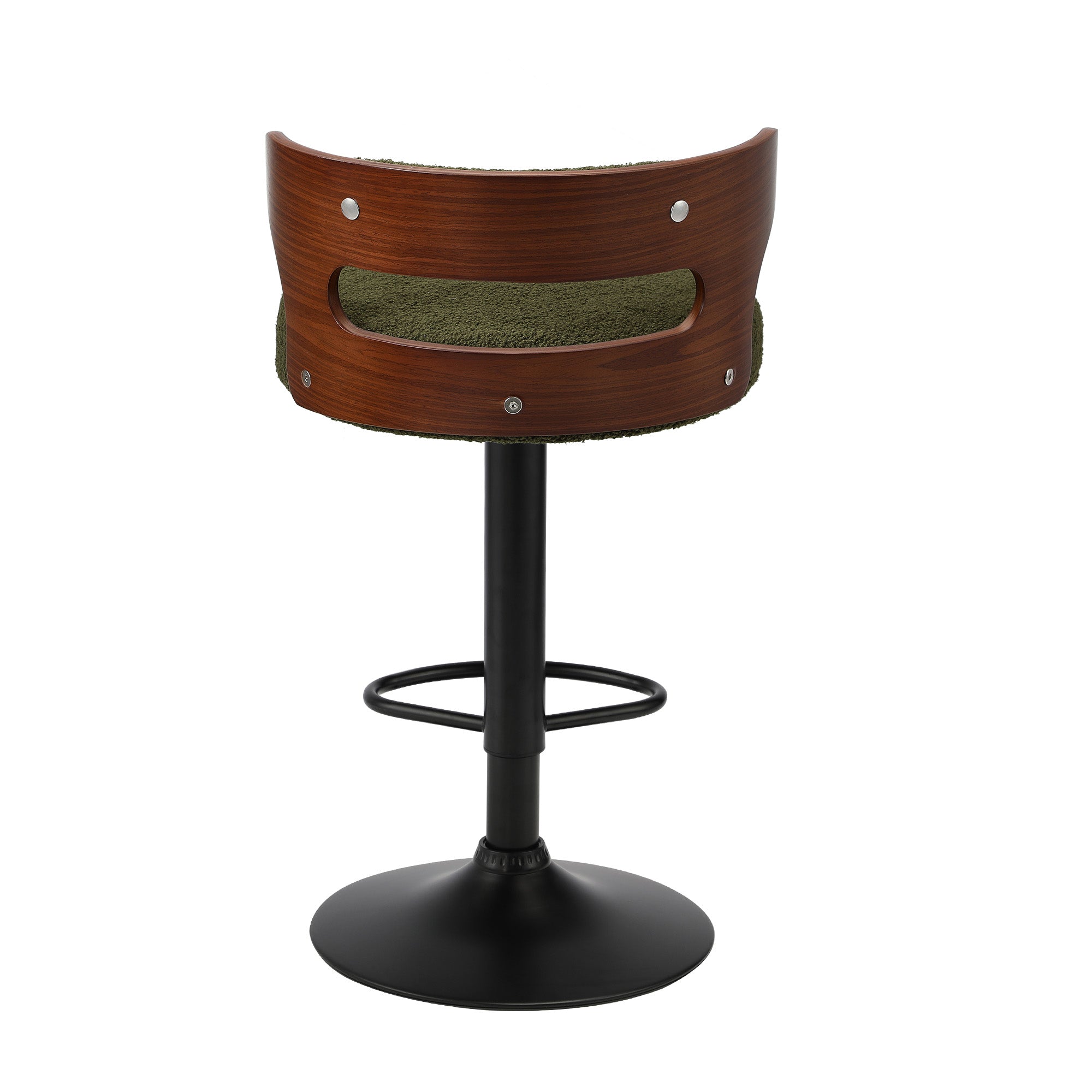 Oikiture 2x Bar Stools Kitchen Gas Lift Swivel Chairs Stool Wooden Boucle Green - Sunyee