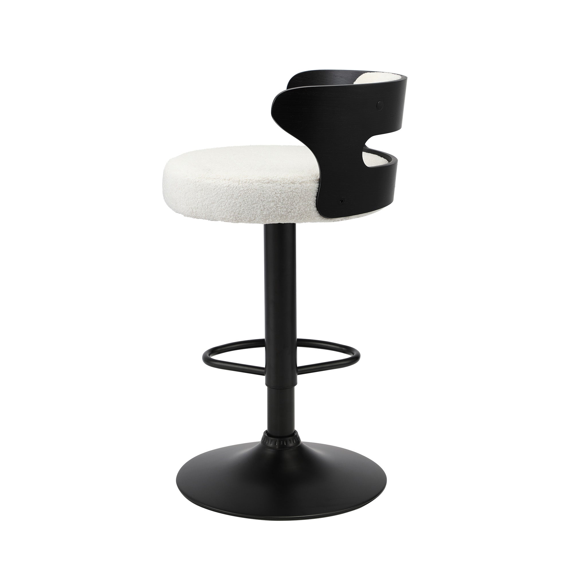 Oikiture 2x Bar Stools Kitchen Gas Lift Swivel Chairs Stool Wooden Boucle White - Sunyee