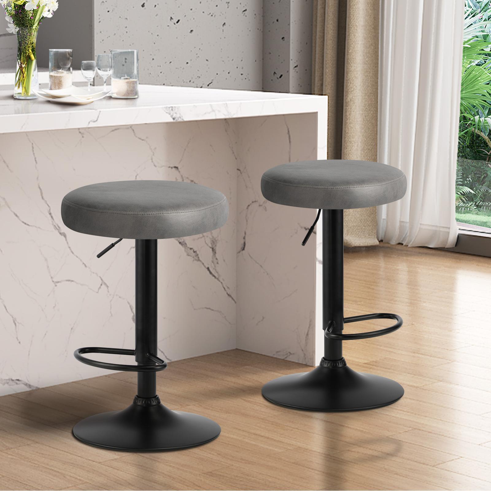 Oikiture Bar Stools Kitchen Stools Gas Lift Dining Chairs PU leather Seat x2 - Sunyee