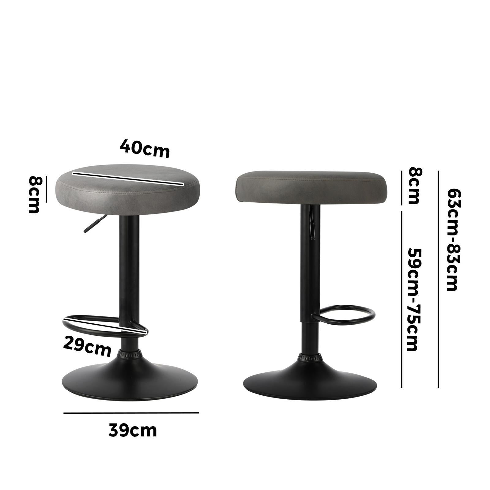 Oikiture Bar Stools Kitchen Stools Gas Lift Dining Chairs PU leather Seat x2 - Sunyee