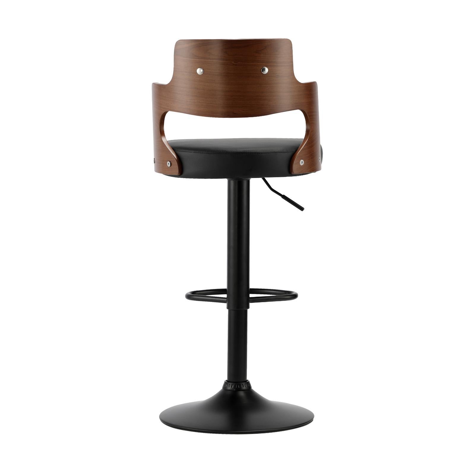 Oikiture Wooden Bar Stools Kitchen Gas Lift Barstool Swivel Chairs PU Leather ×2 - Sunyee