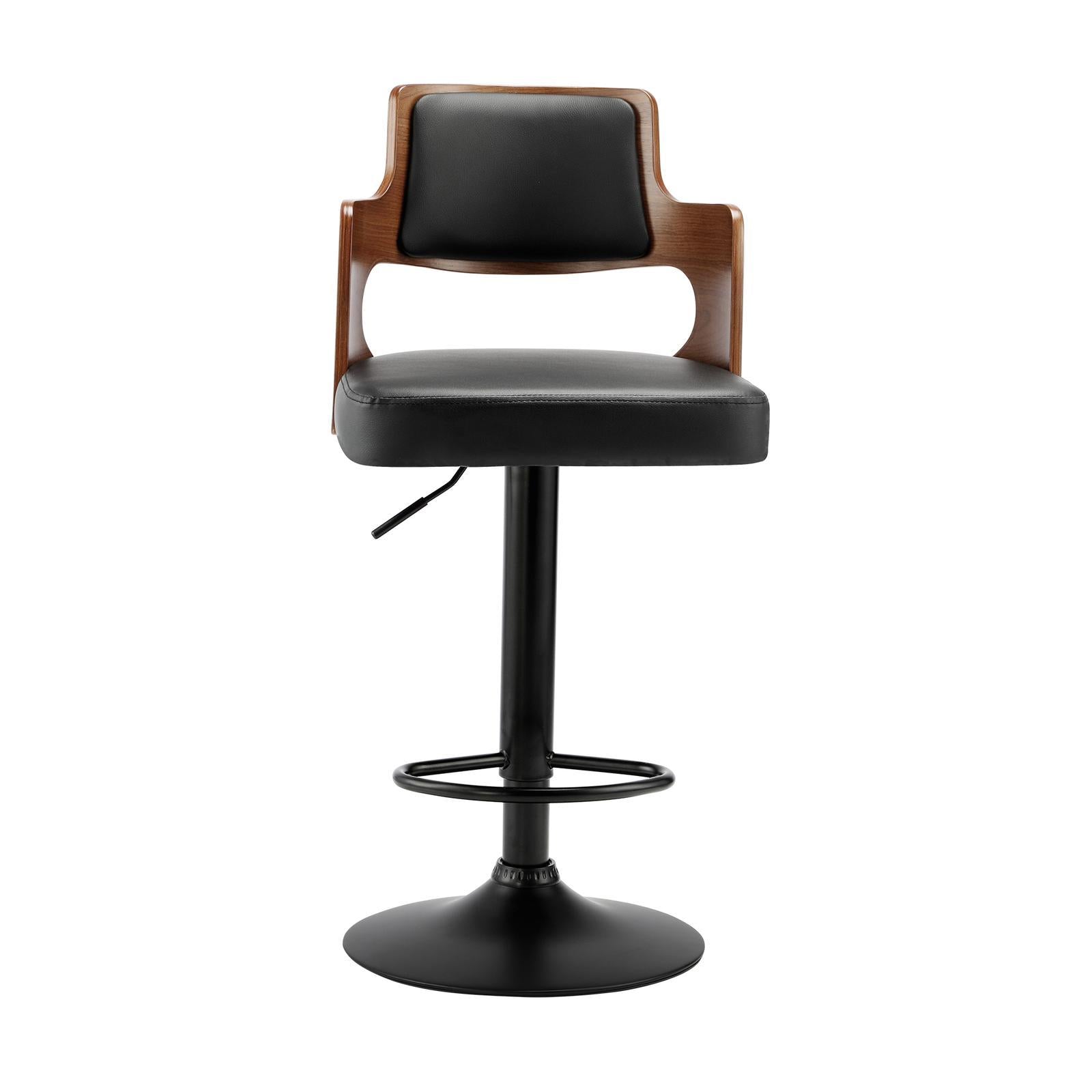 Oikiture Wooden Bar Stools Kitchen Gas Lift Barstool Swivel Chairs PU Leather ×2 - Sunyee