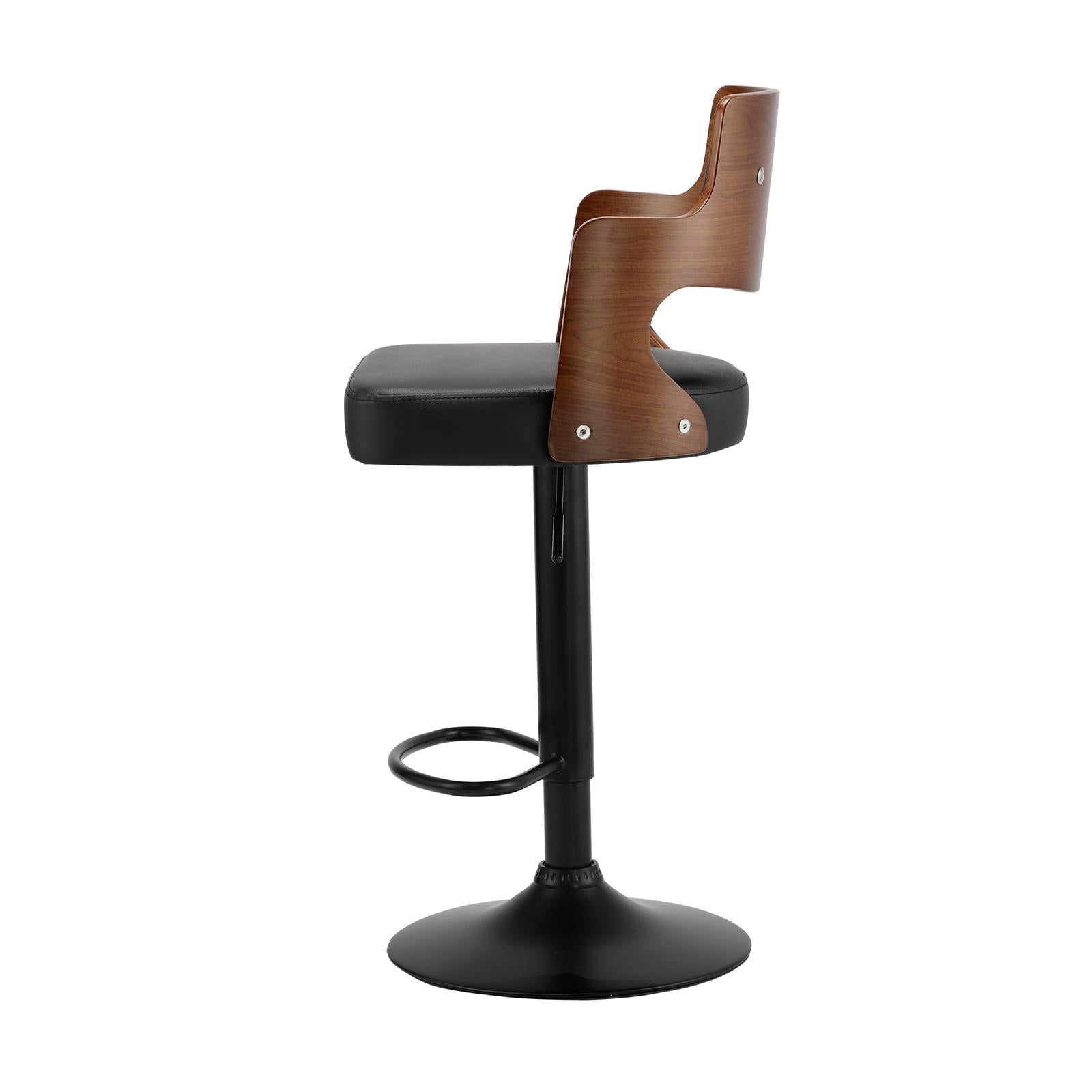 Oikiture Wooden Bar Stools Kitchen Gas Lift Barstool Swivel Chairs PU Leather ×2 - Sunyee