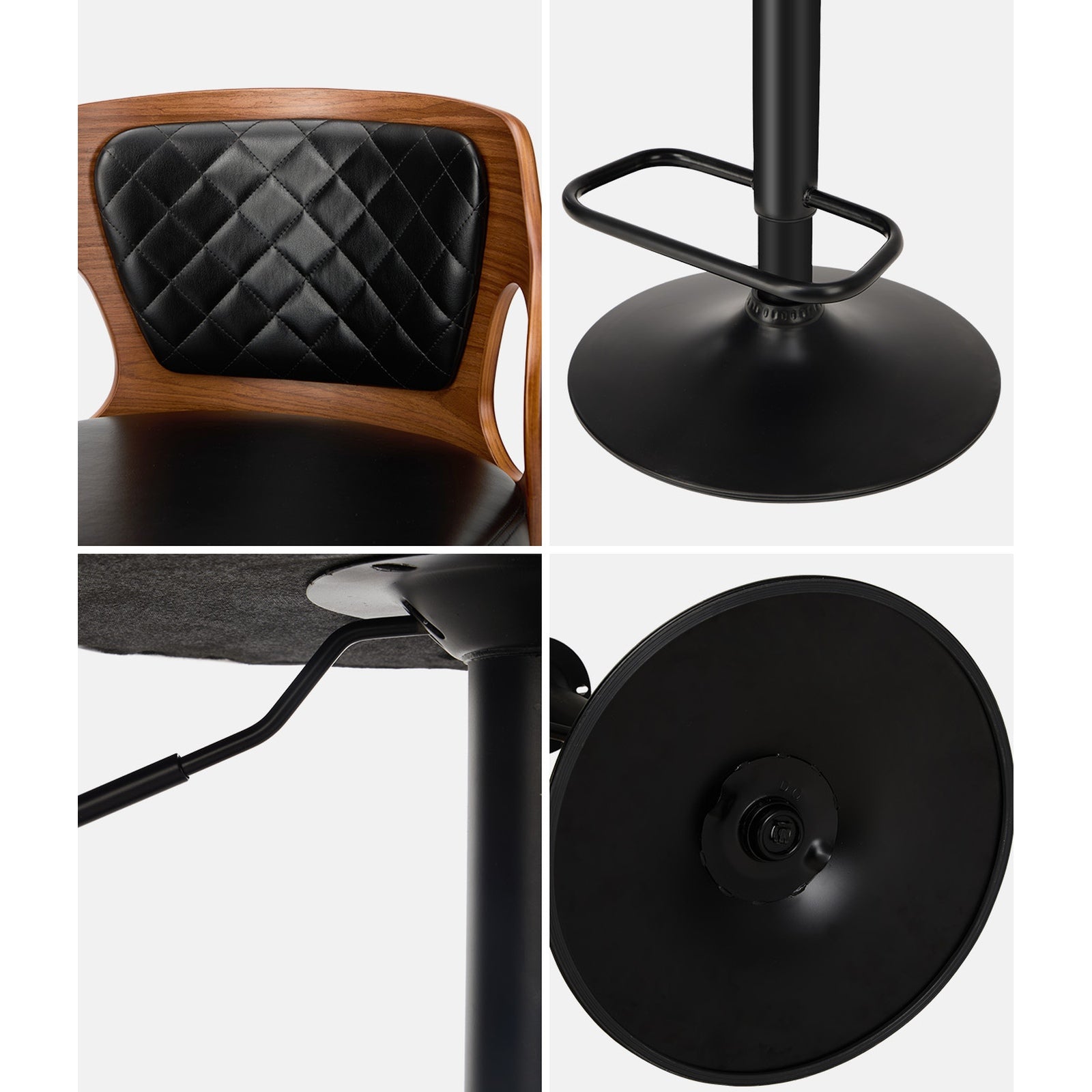 Oikiture 4X Bar Stools Kitchen Gas Lift Swivel Chairs Wooden Barstool - Sunyee