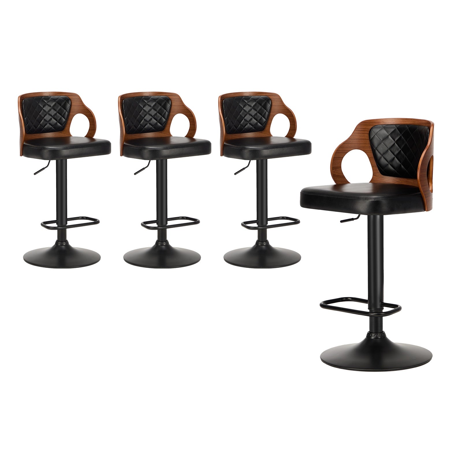 Oikiture 4X Bar Stools Kitchen Gas Lift Swivel Chairs Wooden Barstool - Sunyee