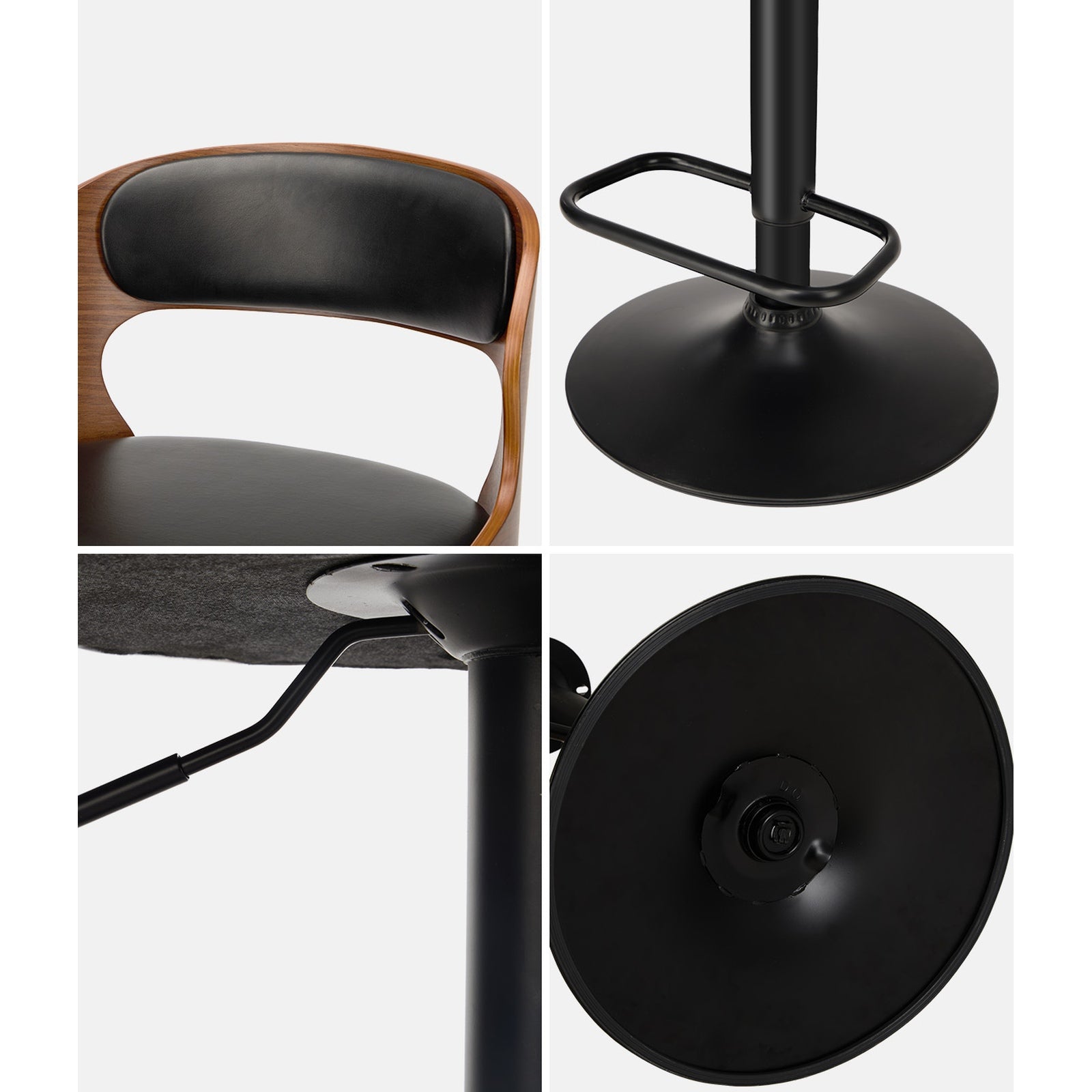 Oikiture 2X Bar Stool Gas Lift Kitchen Swivel Chair Leather LUKA - Sunyee