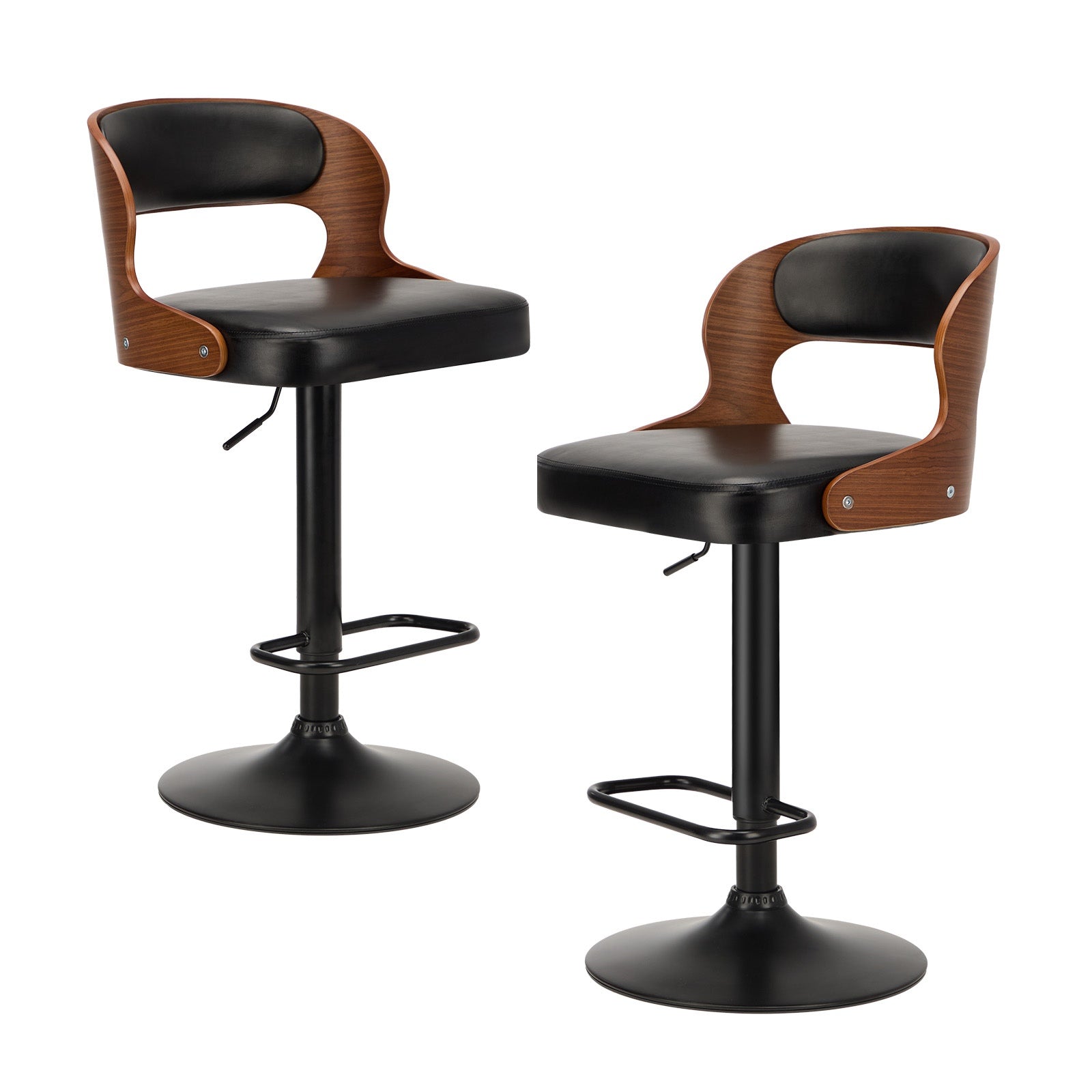 Oikiture 2X Bar Stool Gas Lift Kitchen Swivel Chair Leather LUKA - Sunyee