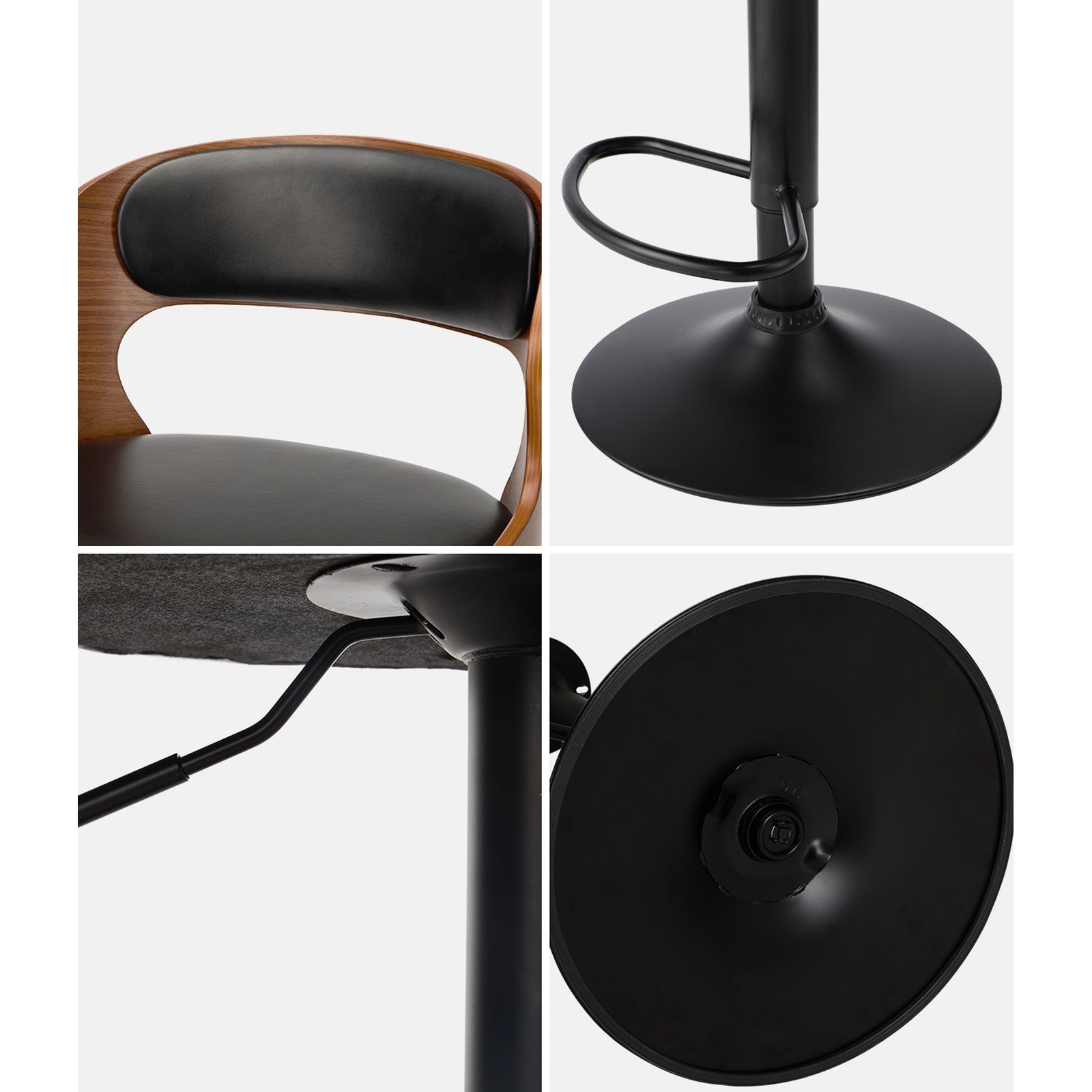 Oikiture 4X Bar Stool Gas Lift Kitchen Swivel Chair Leather LUKA - Sunyee