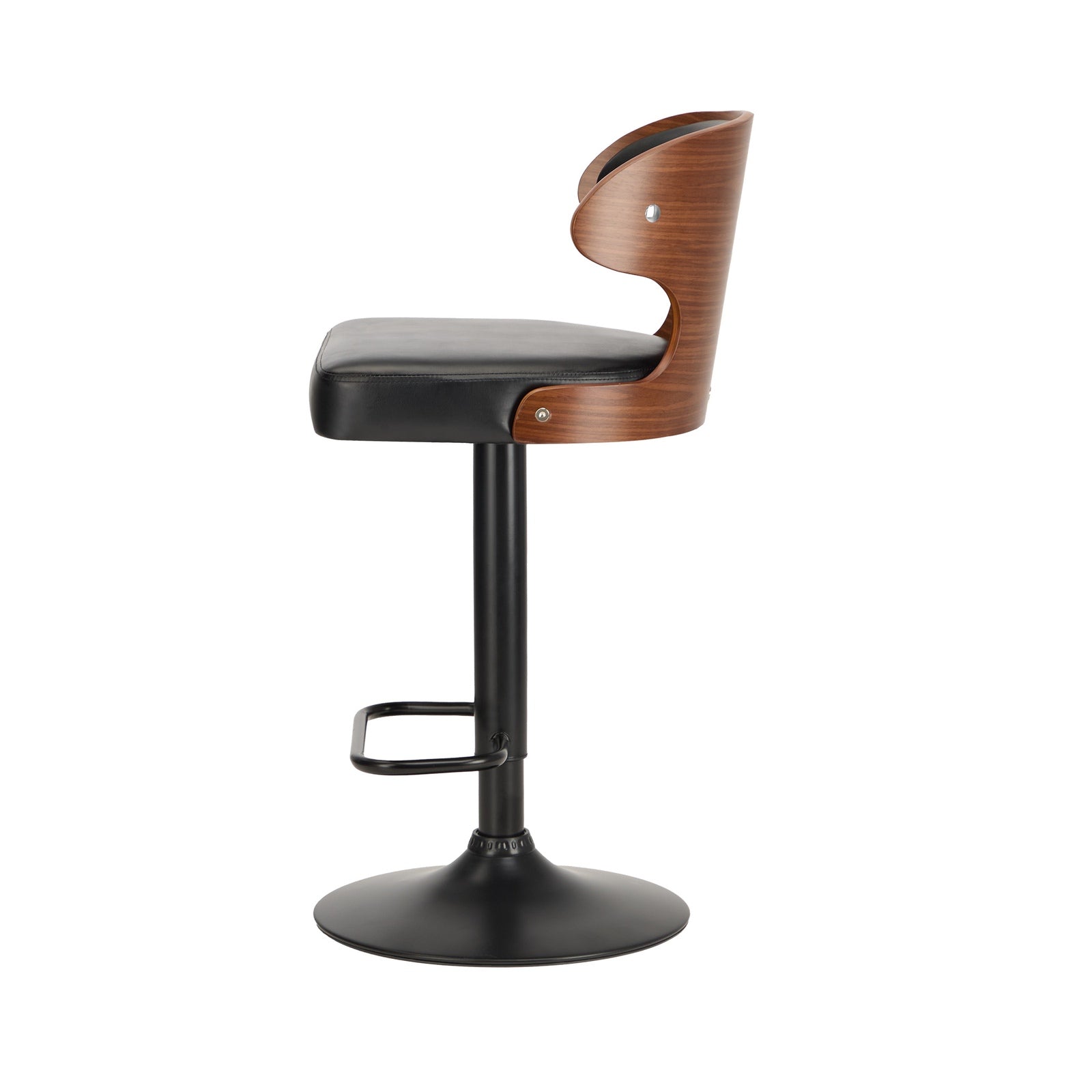 Oikiture 4x Bar Stools Swivel Kitchen Bar Chairs Gas Lift Stool Leather Black - Sunyee