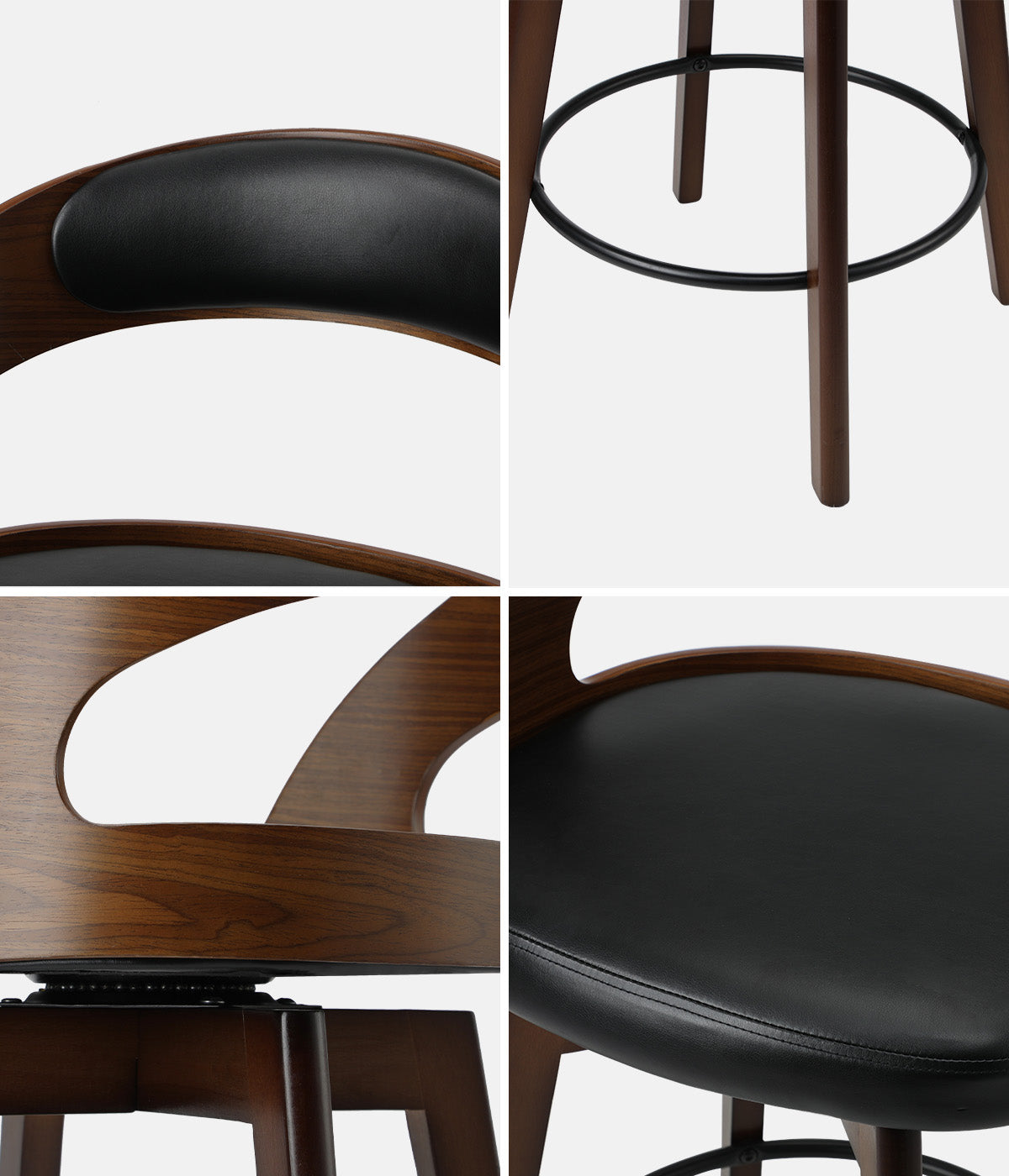 Oikiture 2x Bar Stools Kitchen Counter Stool Swivel Dining Chair PU Leather - Sunyee