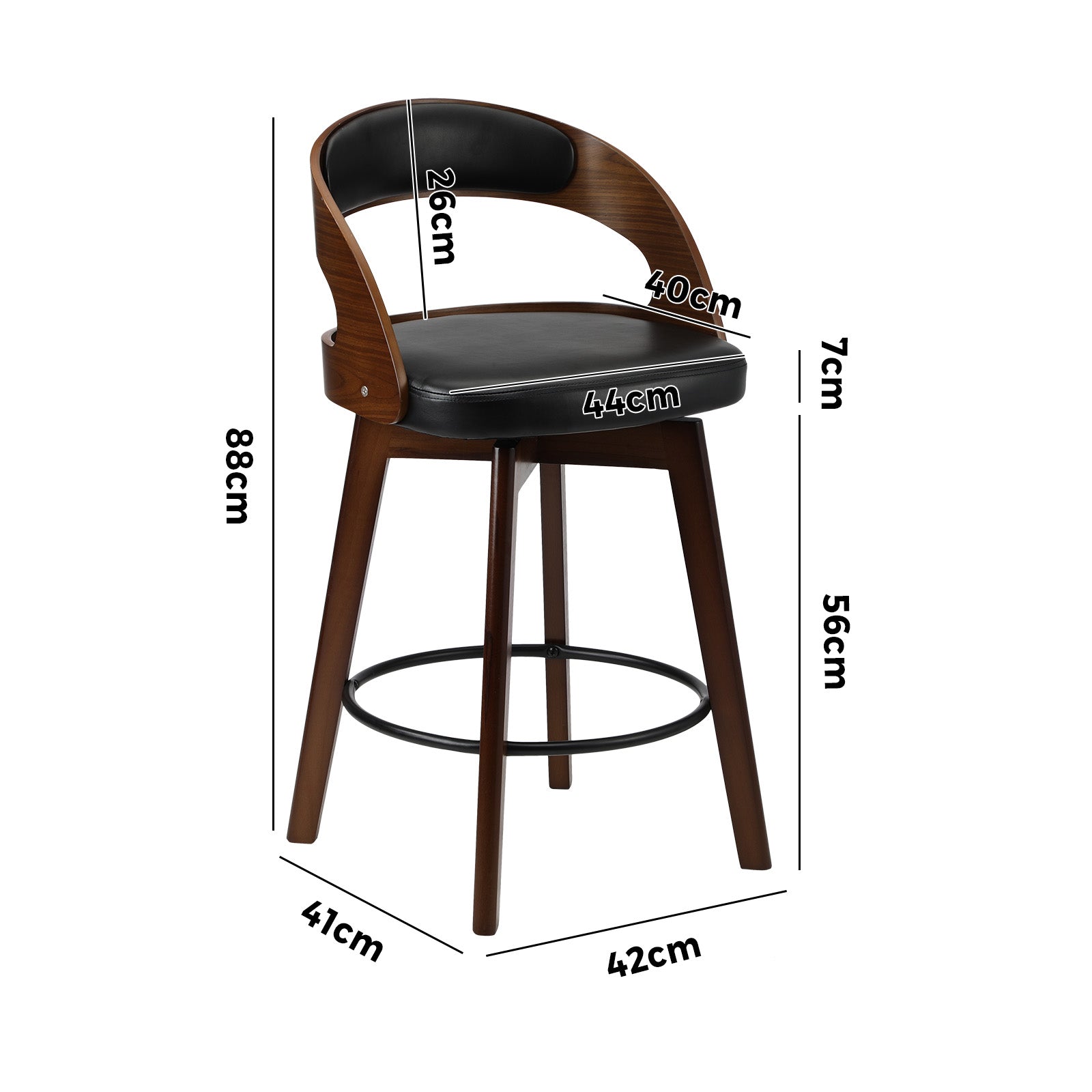 Oikiture 2x Bar Stools Kitchen Counter Stool Swivel Dining Chair PU Leather - Sunyee