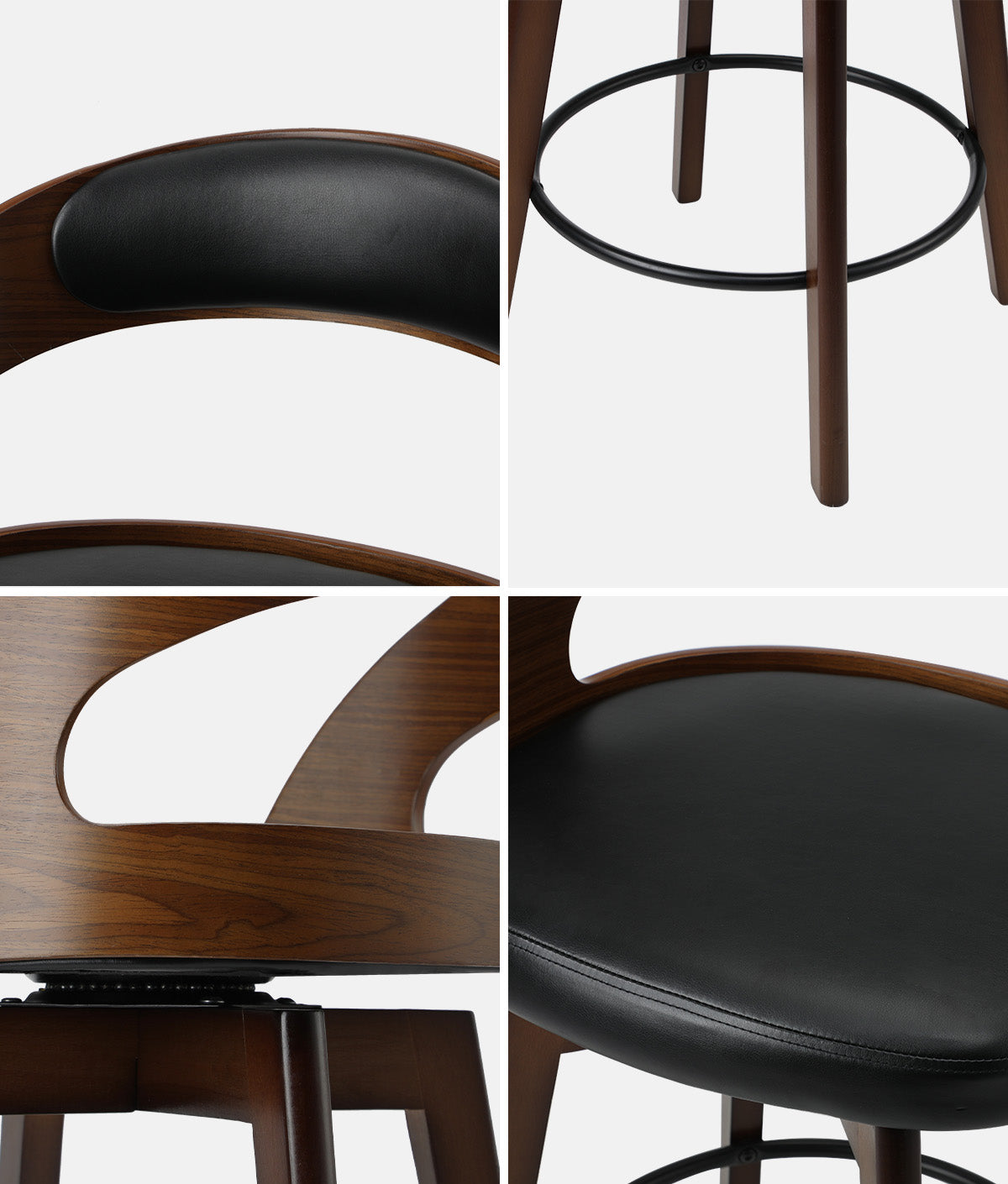 Oikiture 4x Bar Stools Kitchen Counter Stool Swivel Dining Chair PU Leather - Sunyee