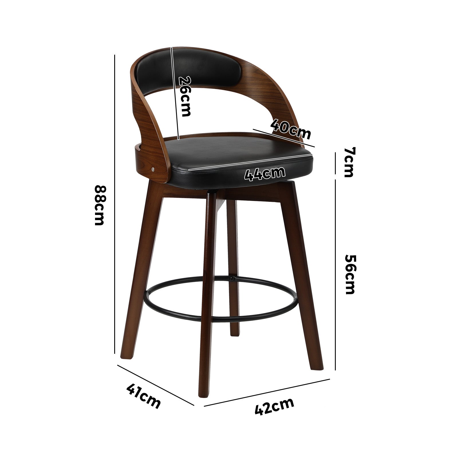 Oikiture 4x Bar Stools Kitchen Counter Stool Swivel Dining Chair PU Leather - Sunyee