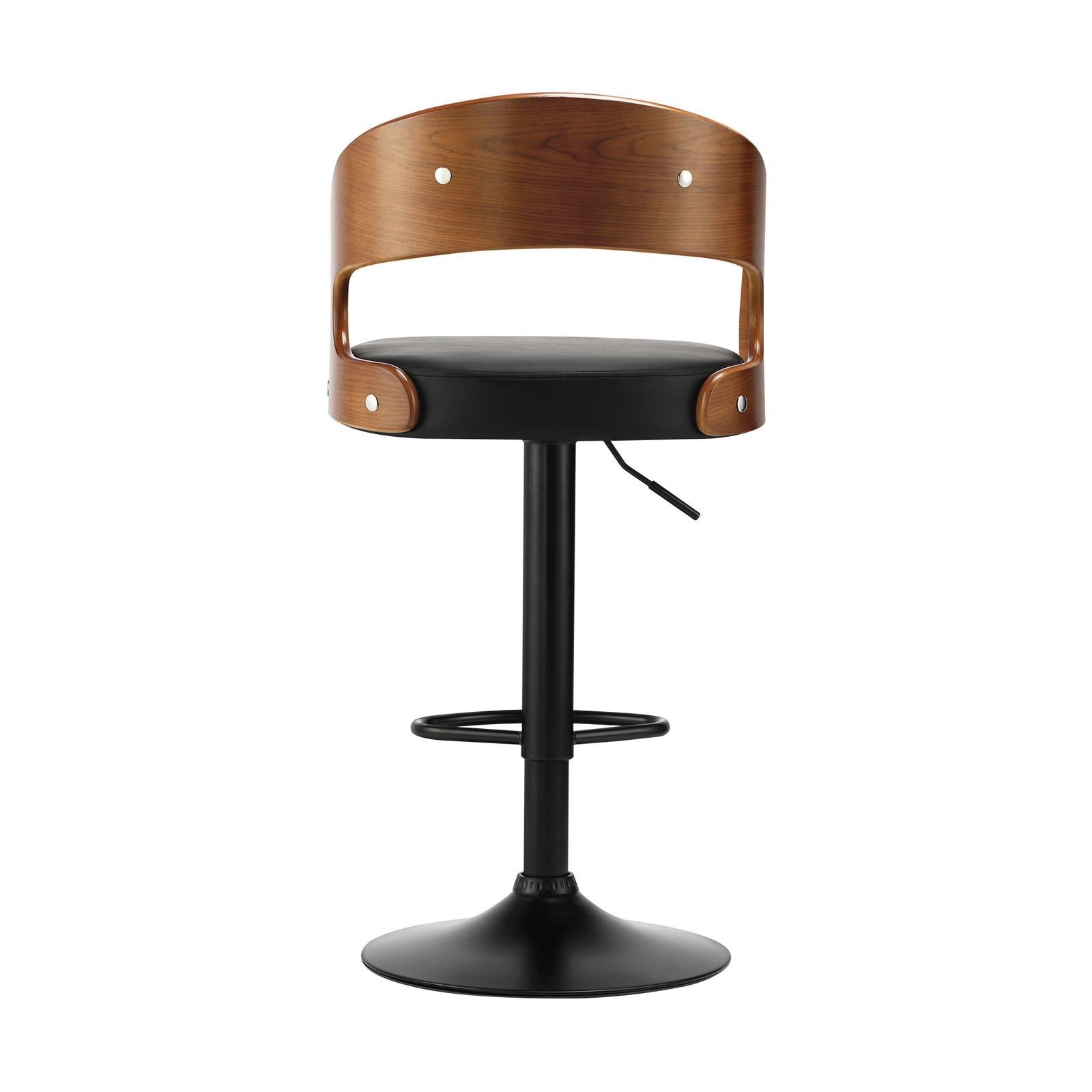 Oikiture 2x Kitchen Bar Stools Gas Lift Wooden Stool Metal Chairs Swivel Black - Sunyee