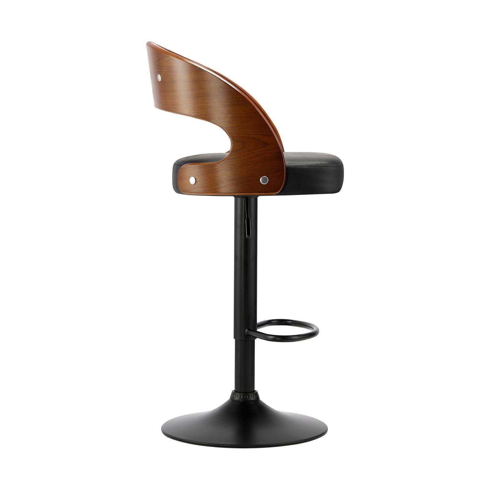 Oikiture 2x Kitchen Bar Stools Gas Lift Wooden Stool Metal Chairs Swivel Black - Sunyee