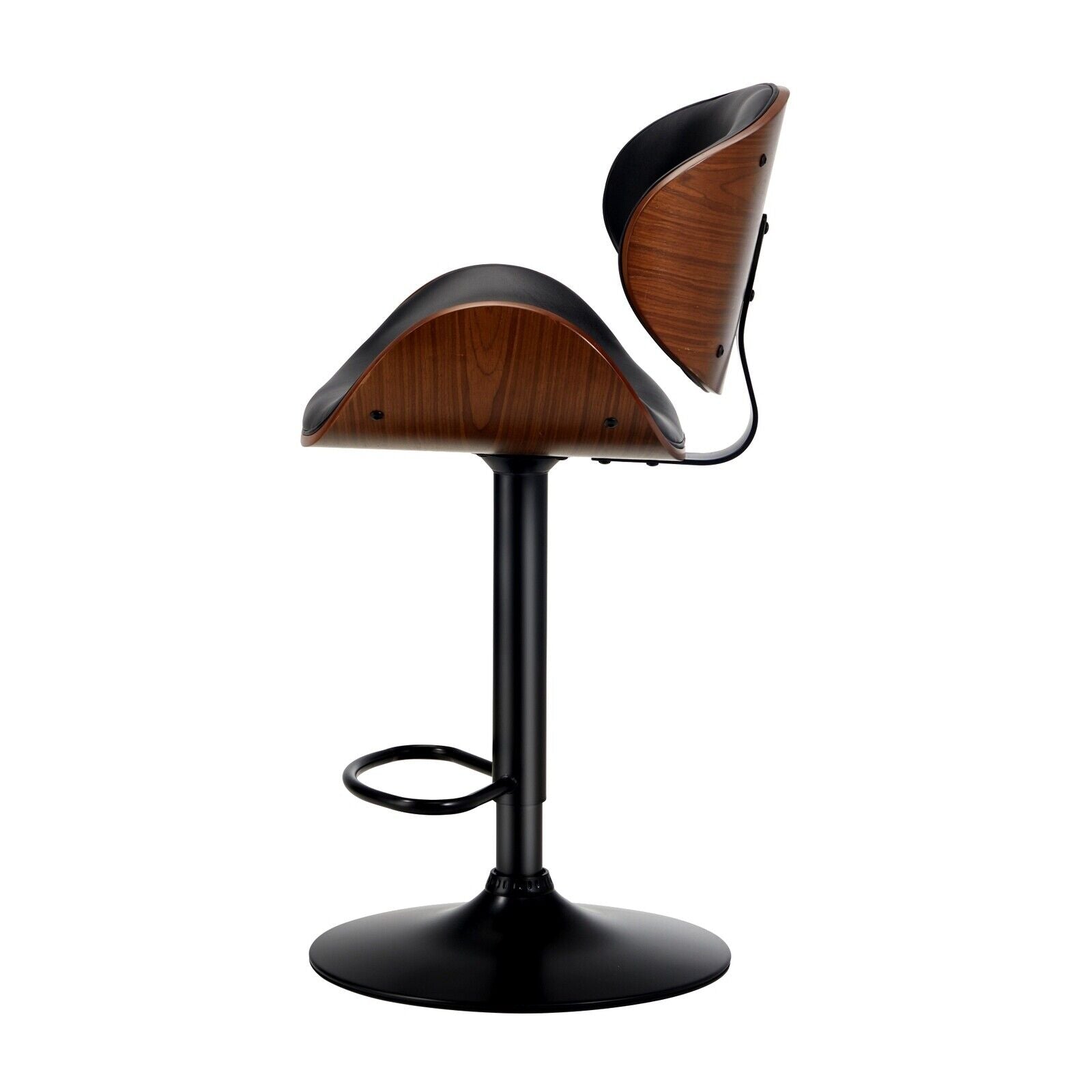 Oikiture 2x Bar Stools Kitchen Stool Swivel Chair Wooden Leather Gas Lift - Sunyee