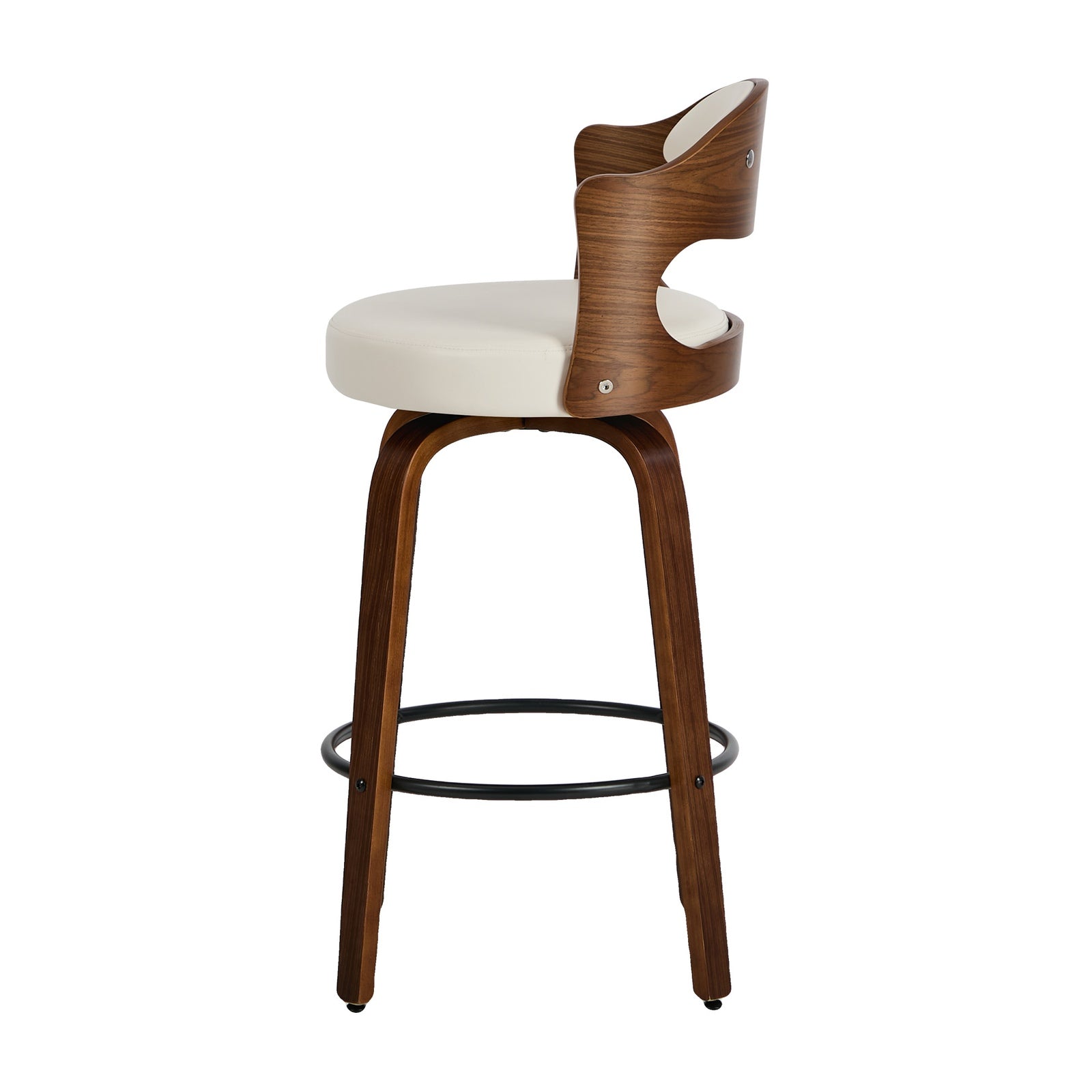 Oikiture 4x Bar Stools Kitchen Swivel Counter Chair Shell Leather White
