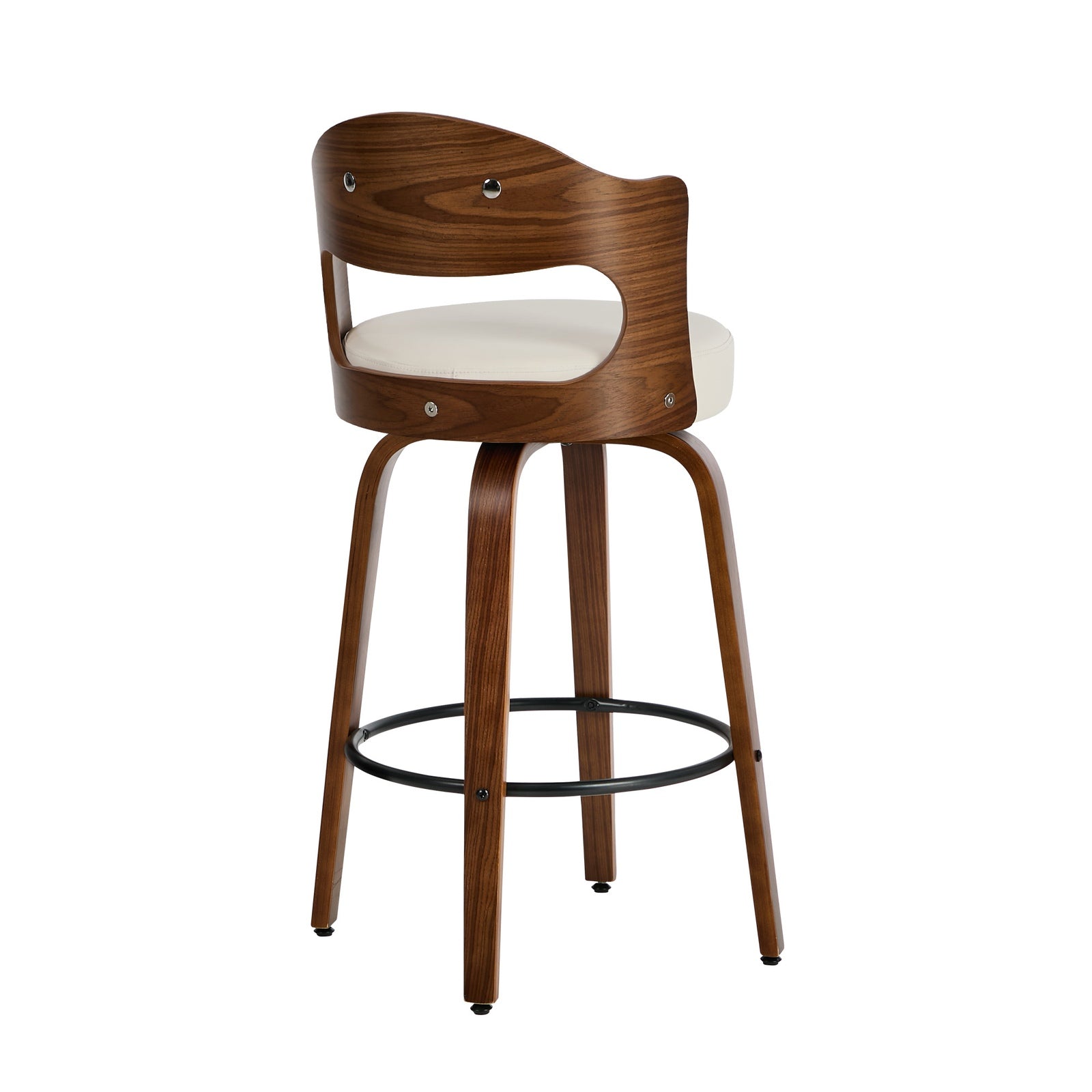 Oikiture 4x Bar Stools Kitchen Swivel Counter Chair Shell Leather White