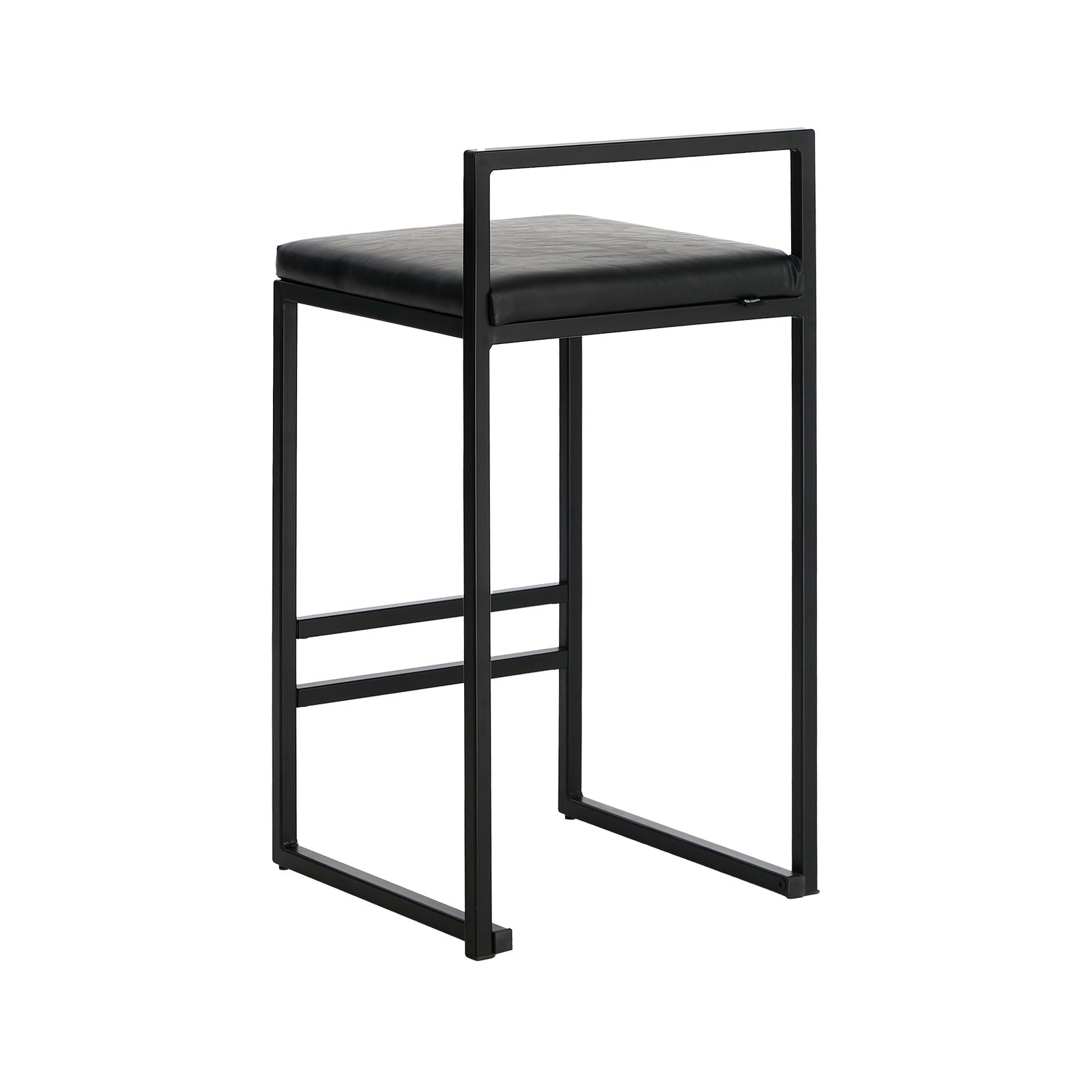 Oikiture 2x Bar Stools Kitchen Stool Metal Counter Chair Barstools Black Leather - Sunyee