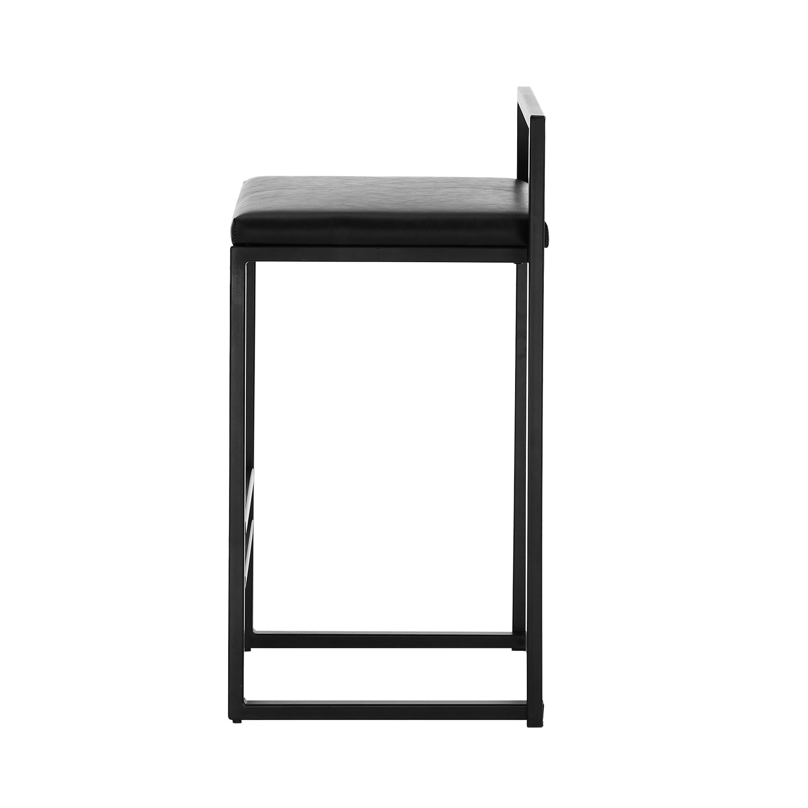 Oikiture 2x Bar Stools Kitchen Stool Metal Counter Chair Barstools Black Leather - Sunyee
