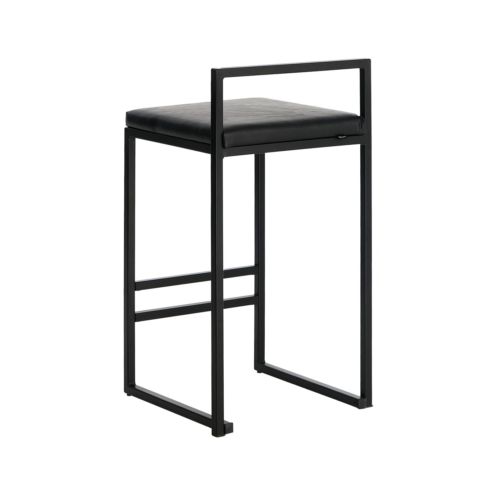 Oikiture 4x Bar Stools Kitchen Stool Metal Counter Chair Barstools Black Leather - Sunyee