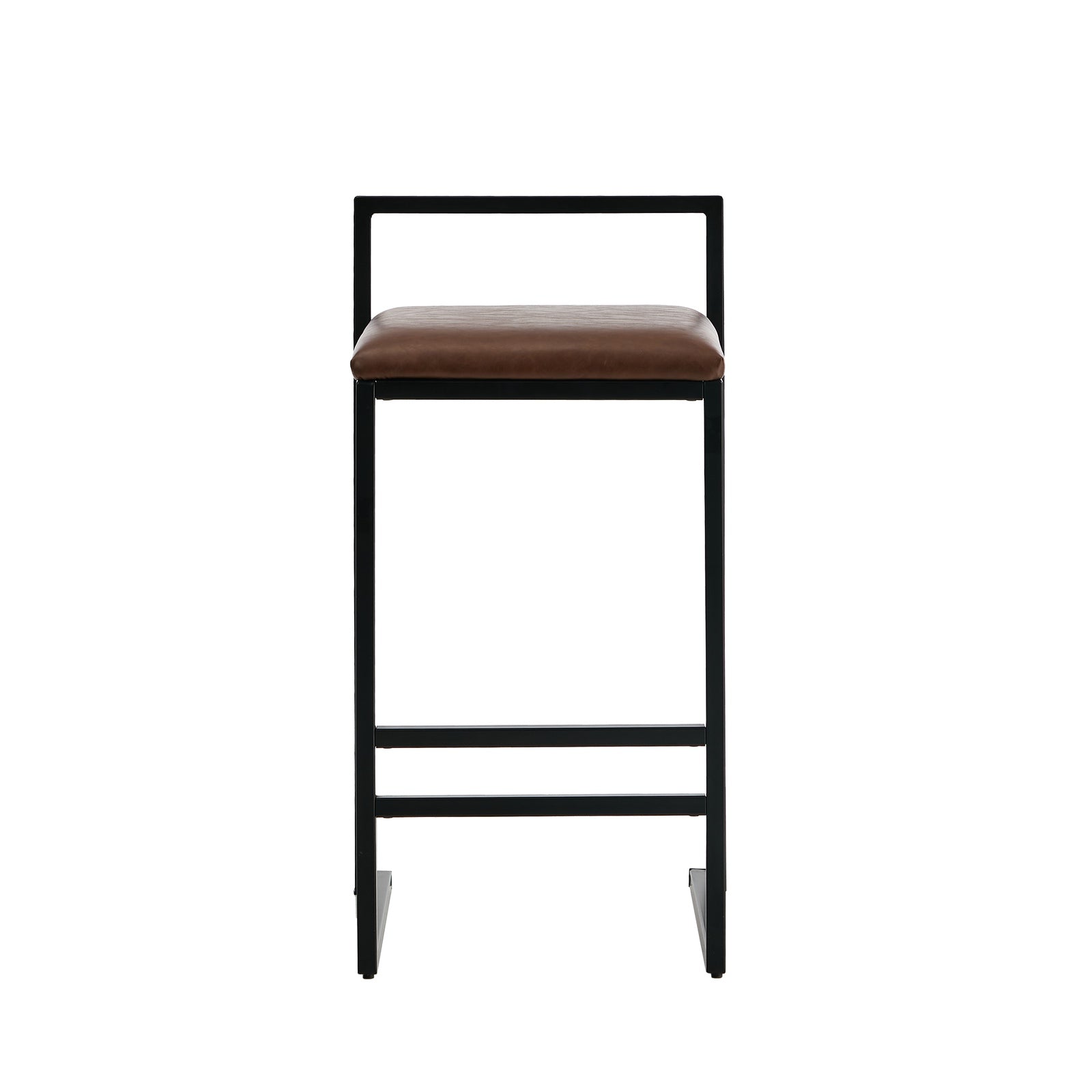 Oikiture 2x Bar Stools Kitchen Stool Metal Counter Chair Barstools Brown Leather - Sunyee