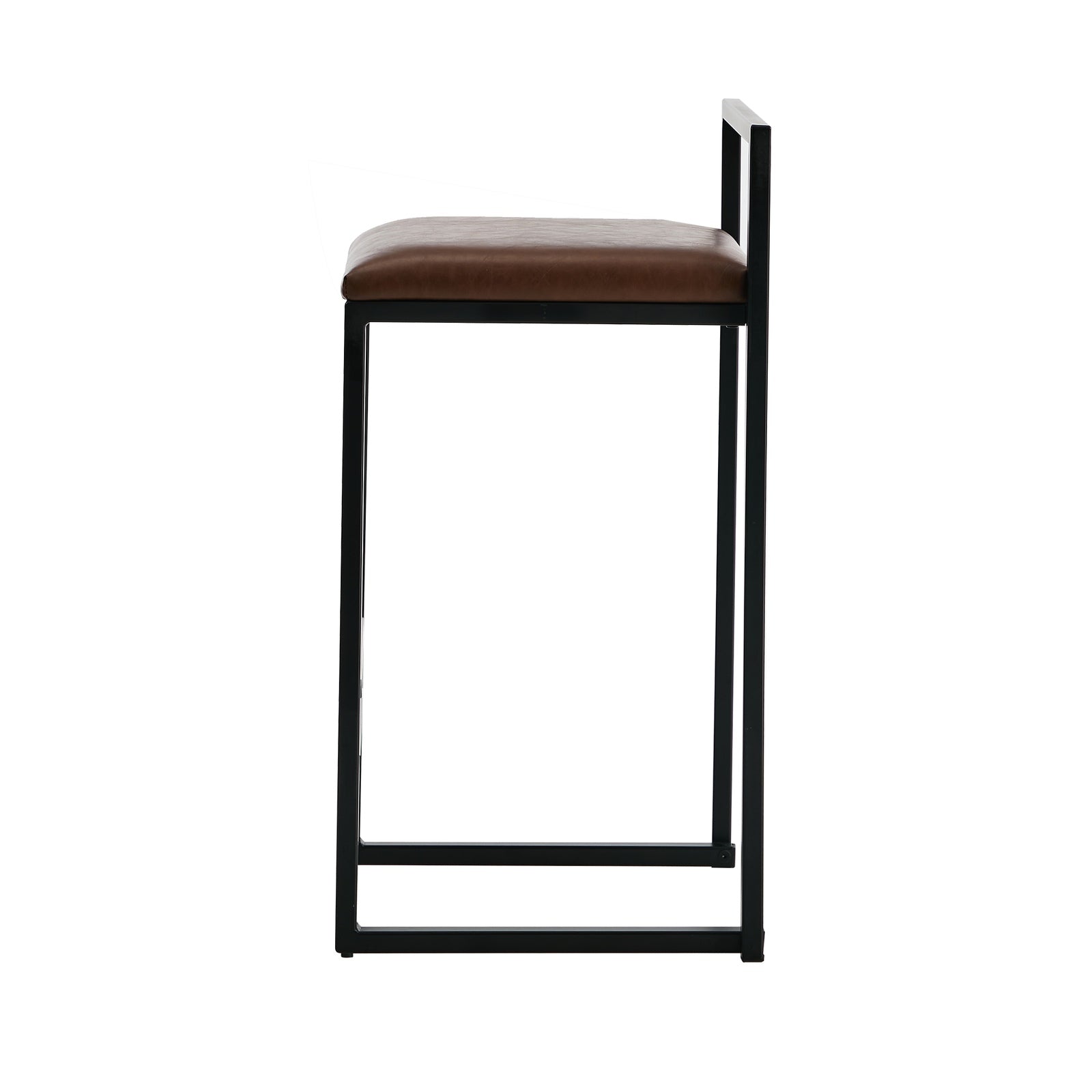 Oikiture 2x Bar Stools Kitchen Stool Metal Counter Chair Barstools Brown Leather - Sunyee